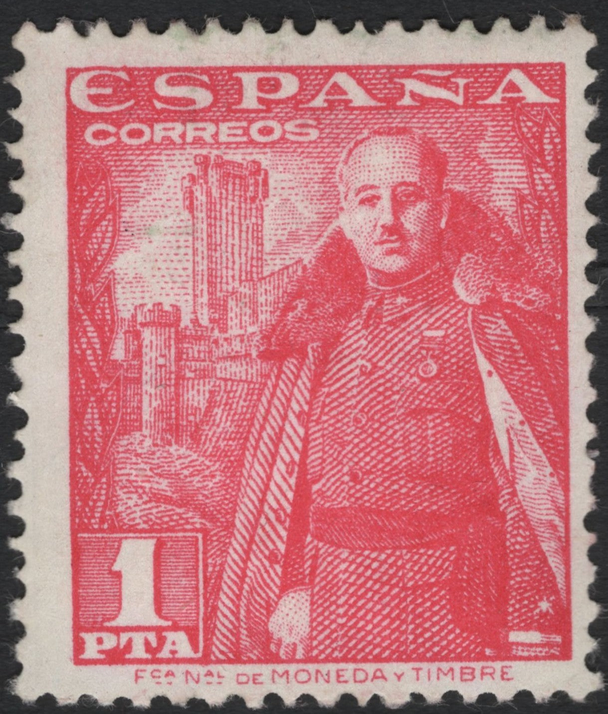 SCG10502 - Spain – 1 PTA Red Definitive (Franco Portrait), c.1955