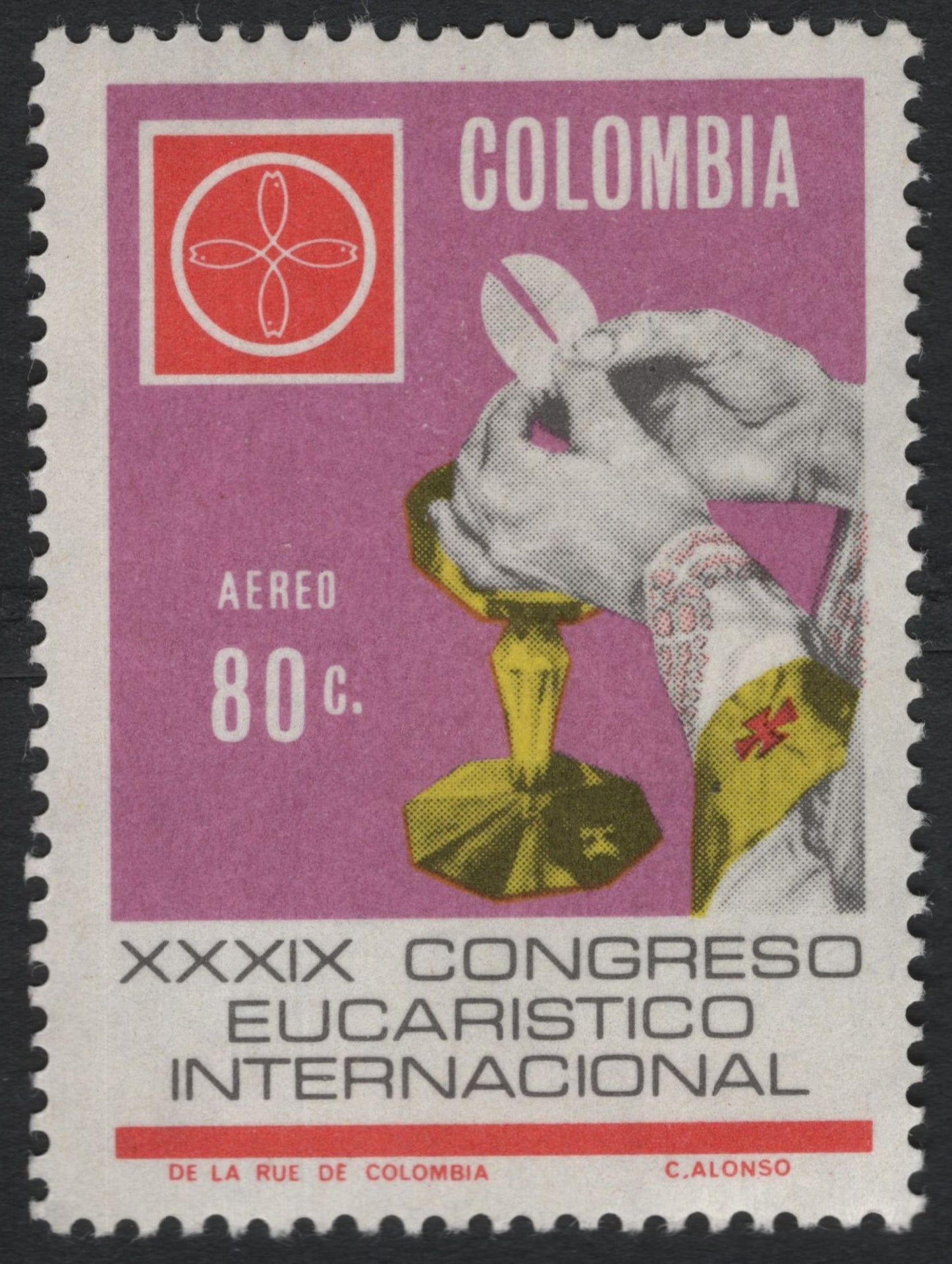 SCG10503 - 🇨🇴 Colombia – 80c Airmail “XXXIX Congreso Eucarístico Internacional” (1968)