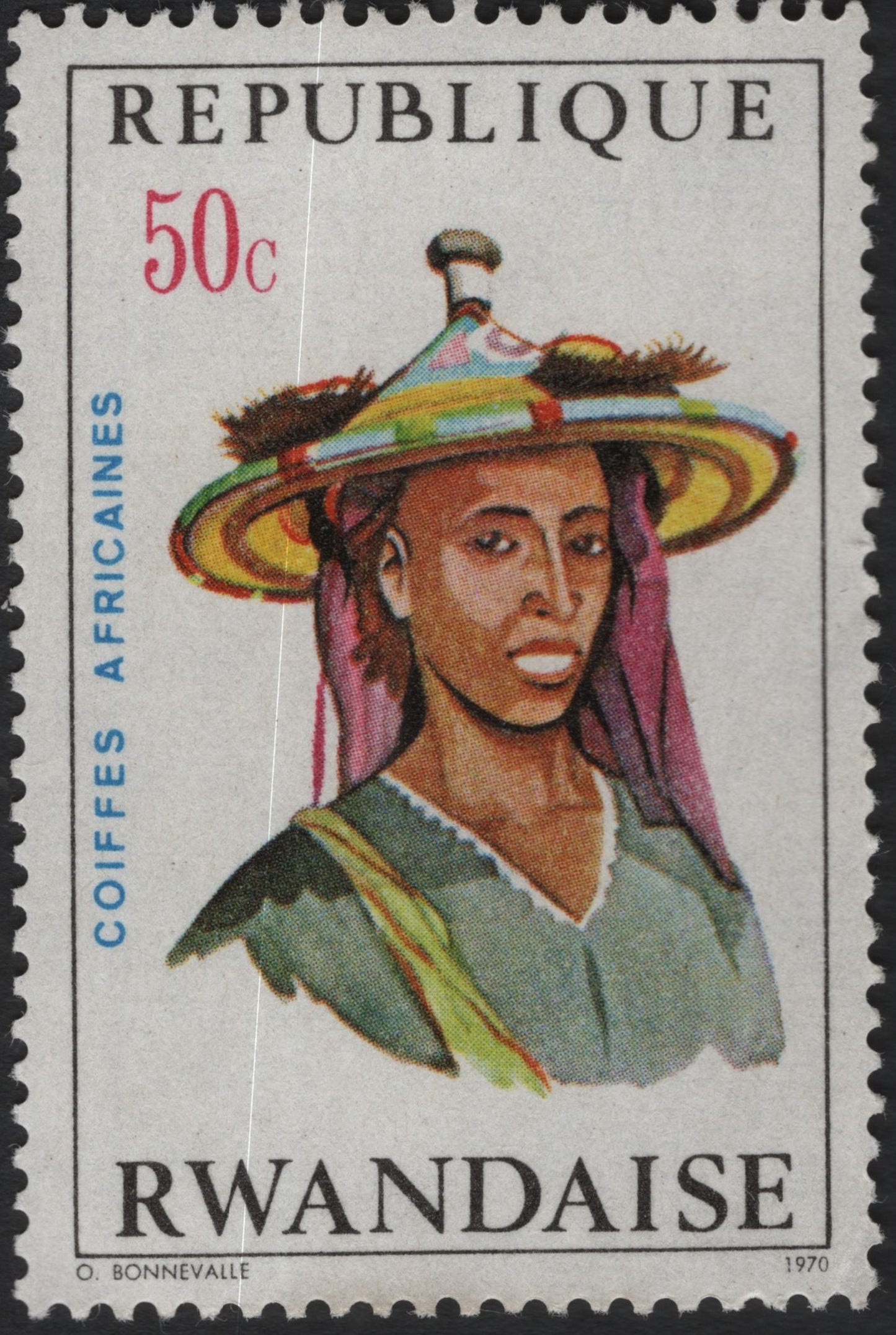 SCG10668 - Rwanda 1970 Coiffes Africaines – 50c Traditional African Headwear