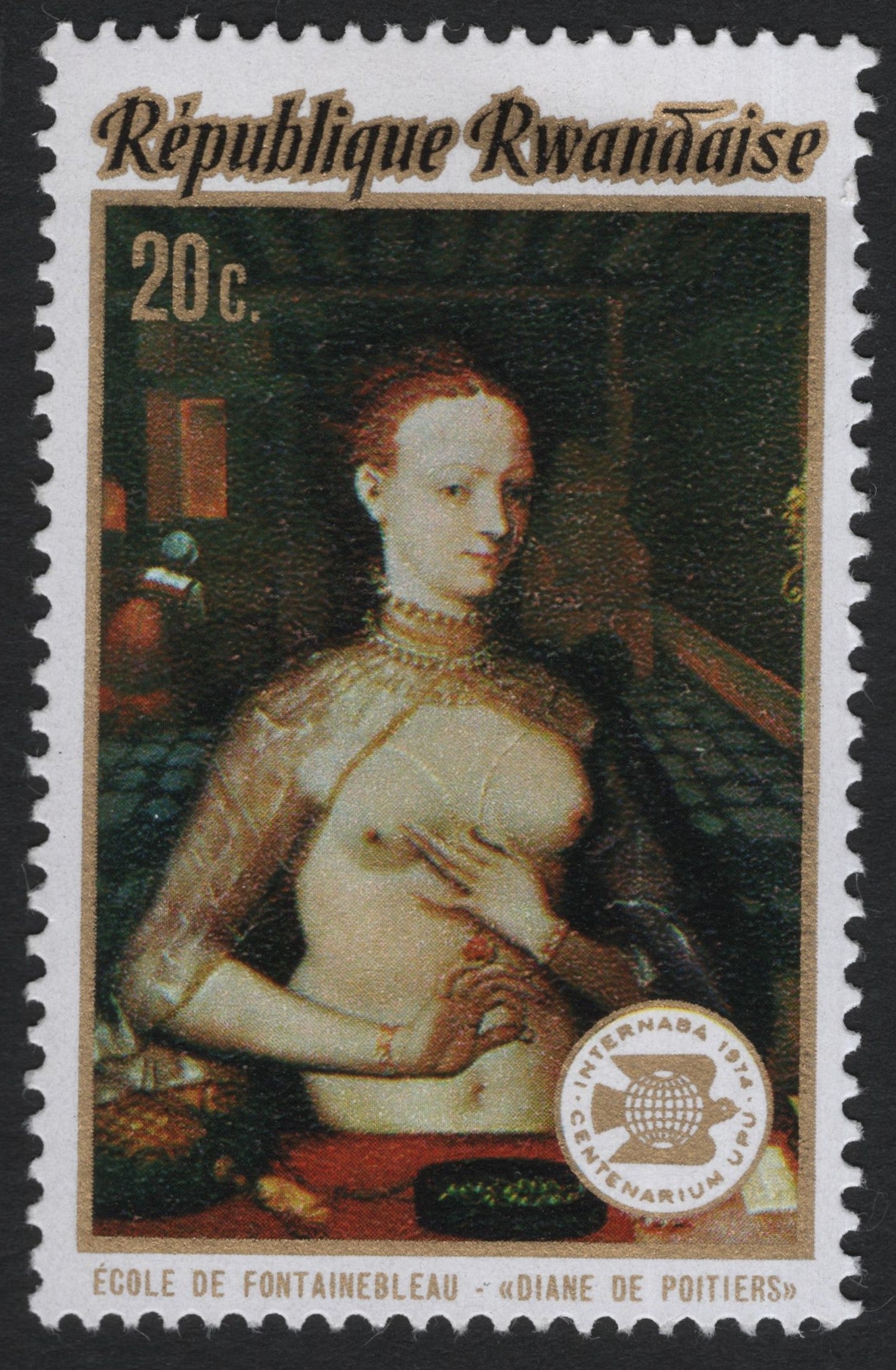 SCG10670 - Rwanda 1974 – “Diane de Poitiers” (École de Fontainebleau) – 20c Art Masterpiece