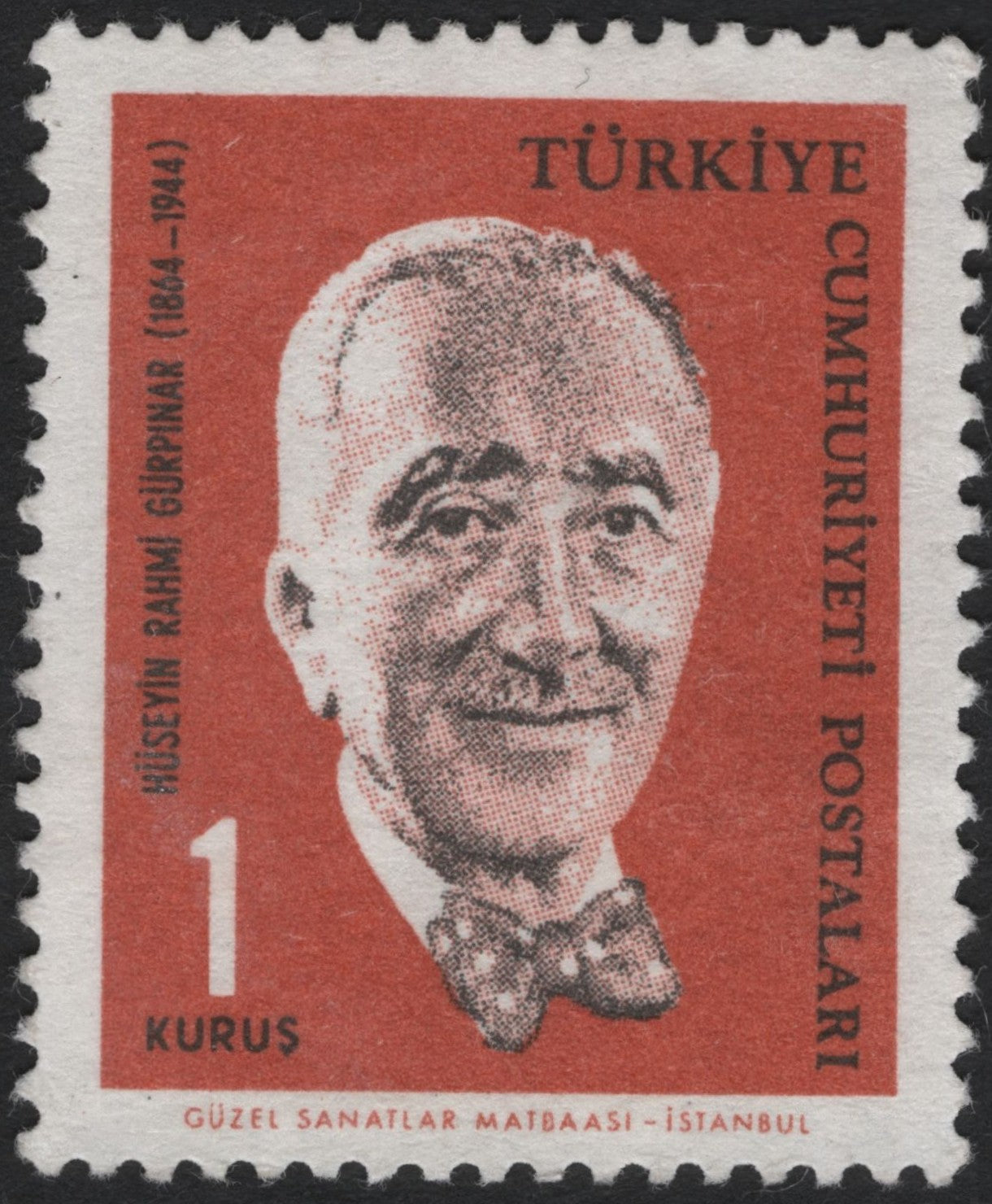 SCG10671 - Turkey 1 Kuruş – Hüseyin Rahmi Gürpınar Commemorative (1960s)