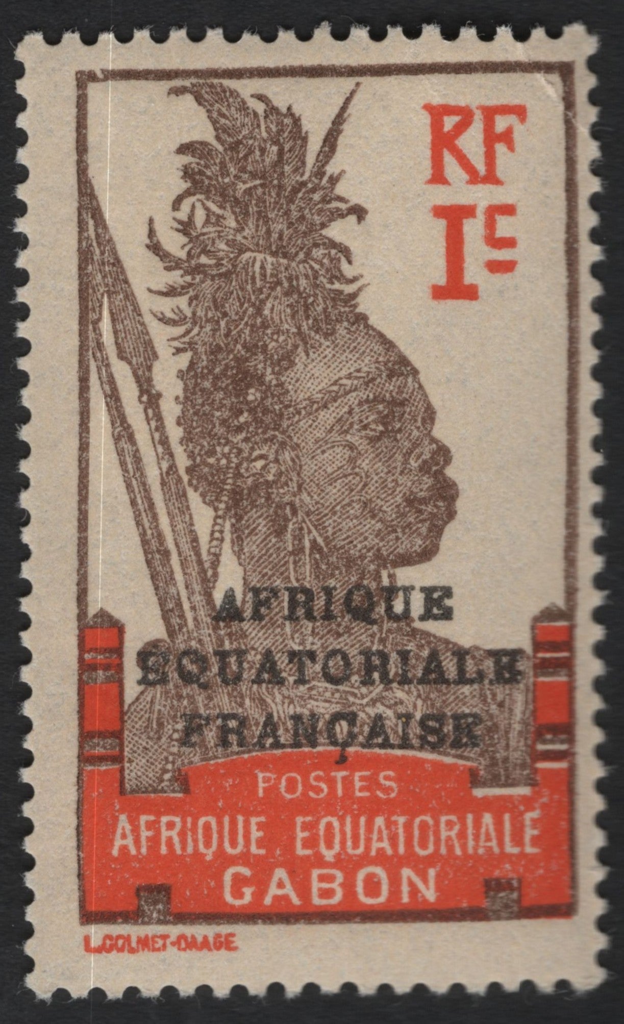 SCG10673 - Gabon – French Equatorial Africa 1c Tribal Portrait (c.1932)