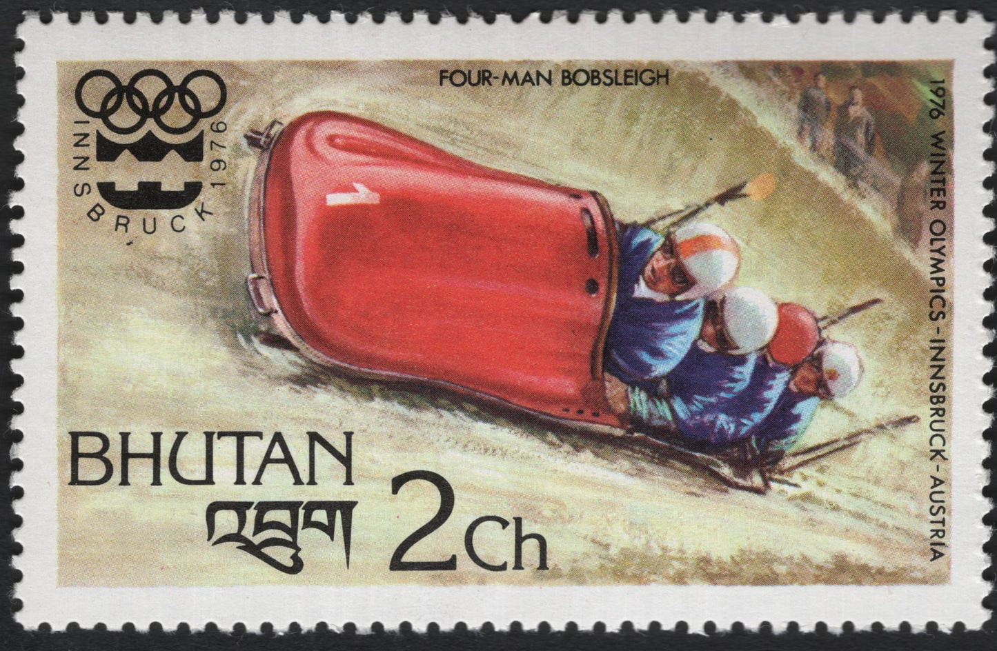 SCG10680 - Bhutan 1976 Winter Olympics – Four-Man Bobsleigh (2 Ch)