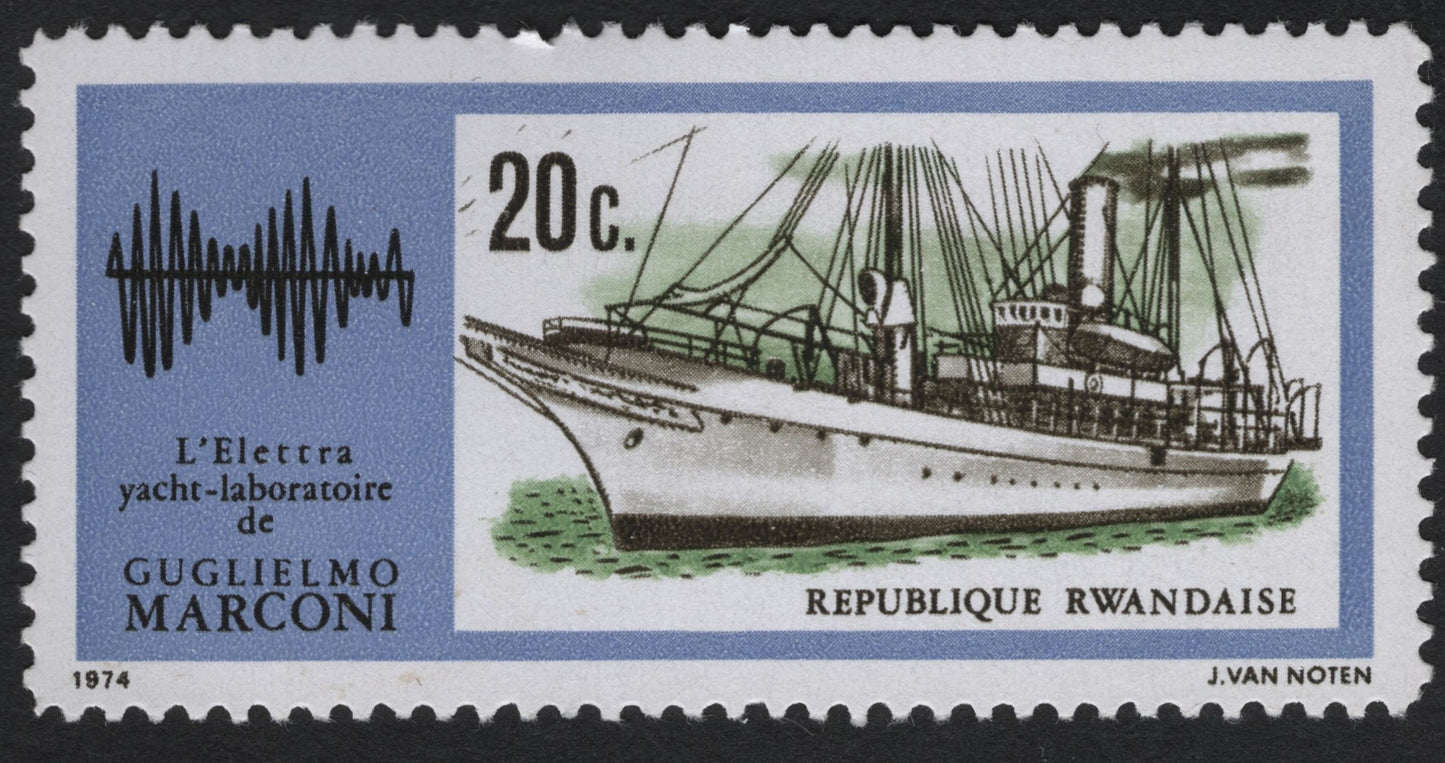 SCG10681 - Rwanda 1974 – Guglielmo Marconi’s Yacht Elettra (20c) – Radio Communications Laboratory