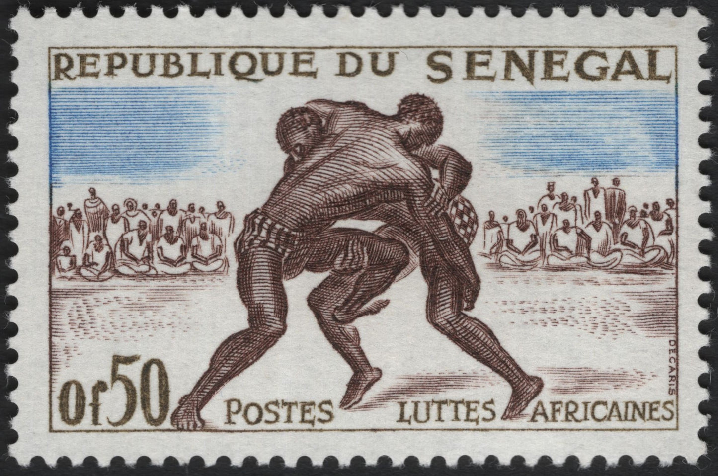 SCG10688 - Senegal 0f50 “Luttes Africaines” Traditional Wrestling Stamp