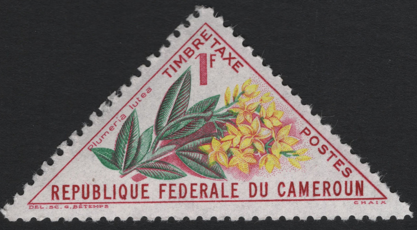 SCG10602 - Cameroon – Plumeria lutea Postage Due Triangle Stamp (1F)