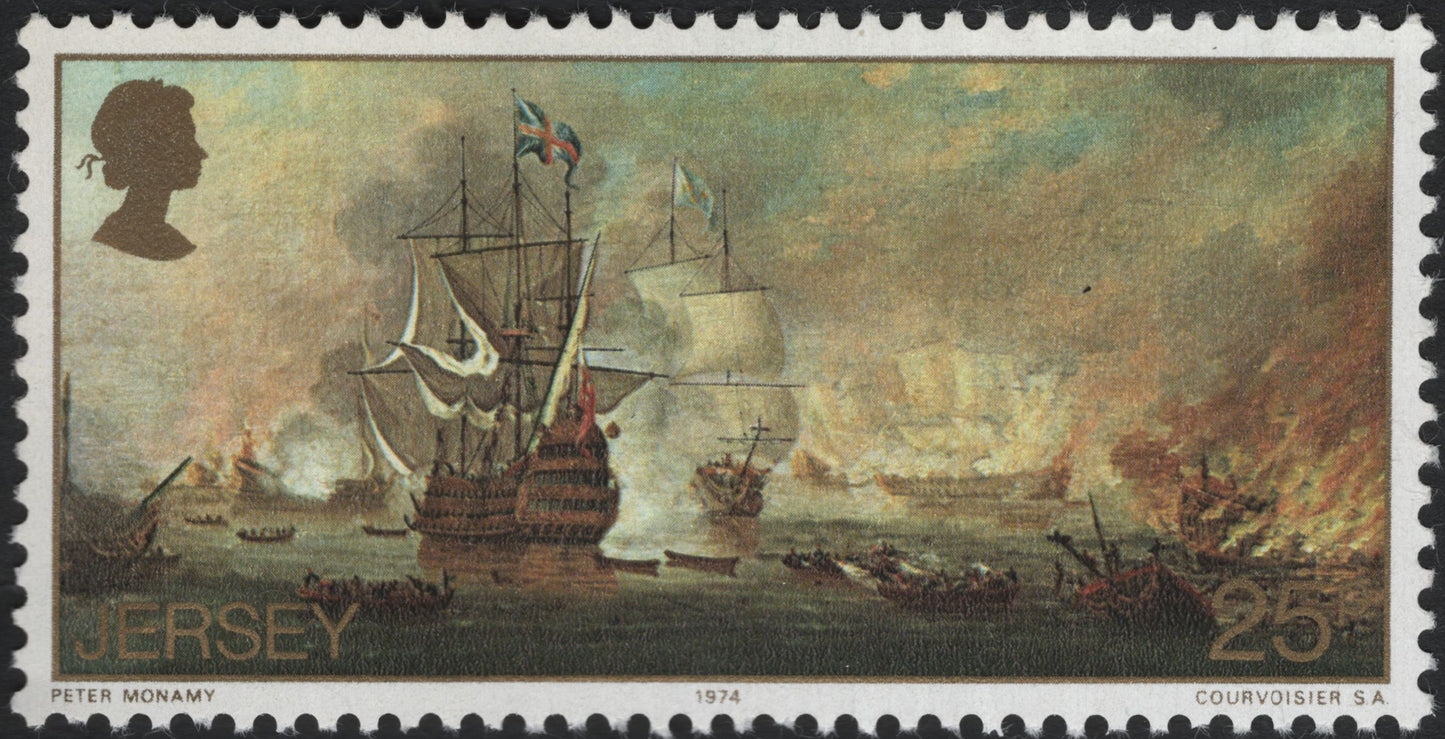 SCG10609 - Jersey 1974 – Naval Battle Painting by Peter Monamy (25p)