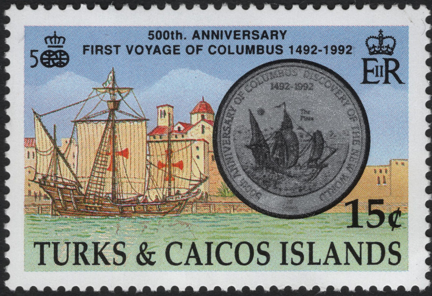 SCG10627 - Turks & Caicos Islands 1992 – 500th Anniversary of Columbus’ First Voyage (15¢)