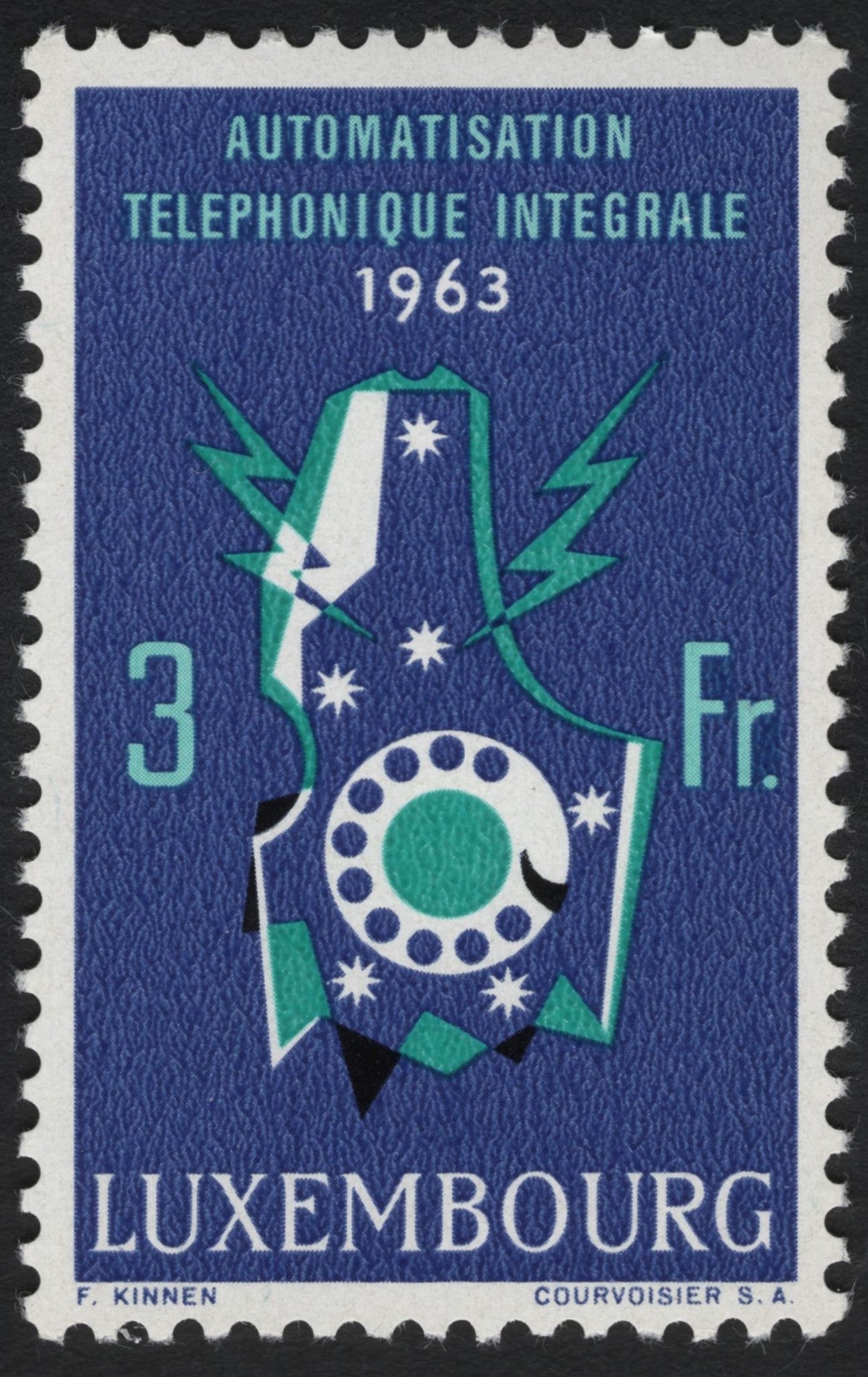 SCG10725 - Luxembourg 1963 “Automatisation Téléphonique Intégrale” – 3 Fr Stamp