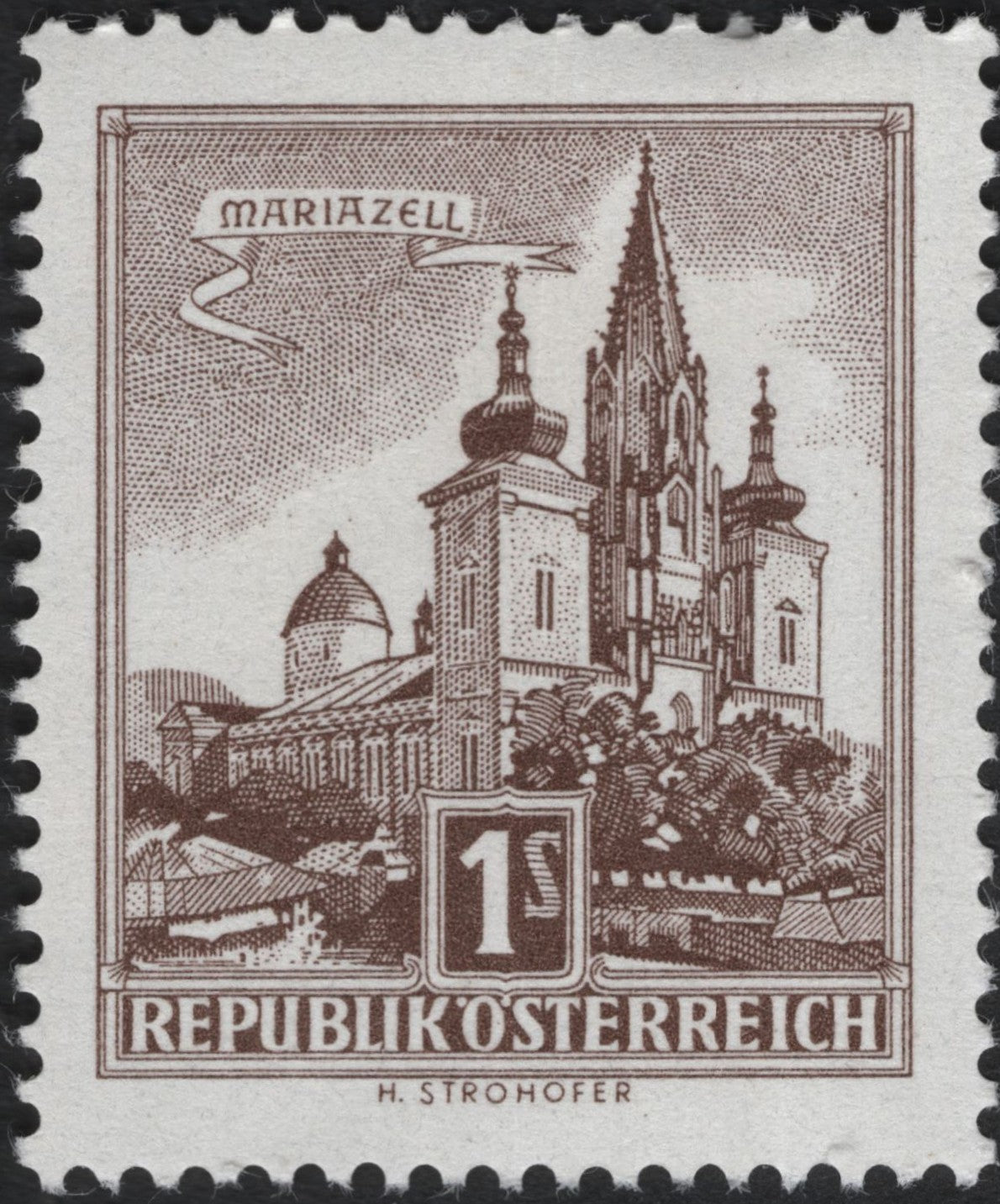 SCG10727 - Austria – Mariazell Basilica 1s Definitive (c.1950s)