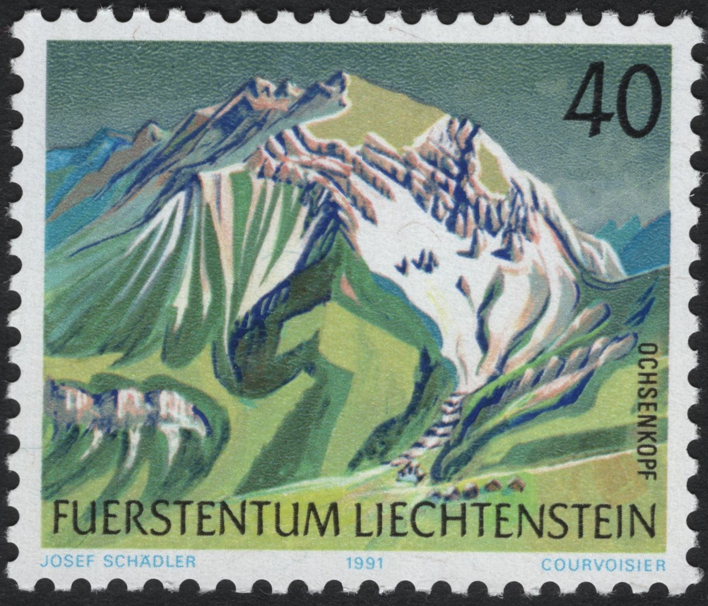 SCG10751 - Liechtenstein 1991 Ochsenkopf Mountain – 40 Rp Landscape Issue