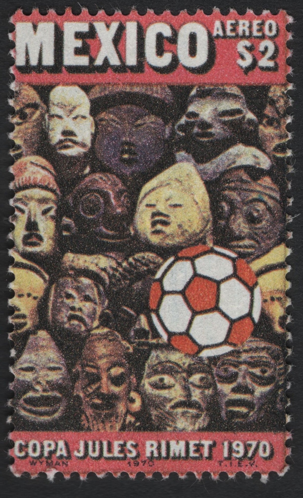 SCG10781 - 🇲🇽 Mexico 1970 – “Copa Jules Rimet” Airmail Stamp ($2)
