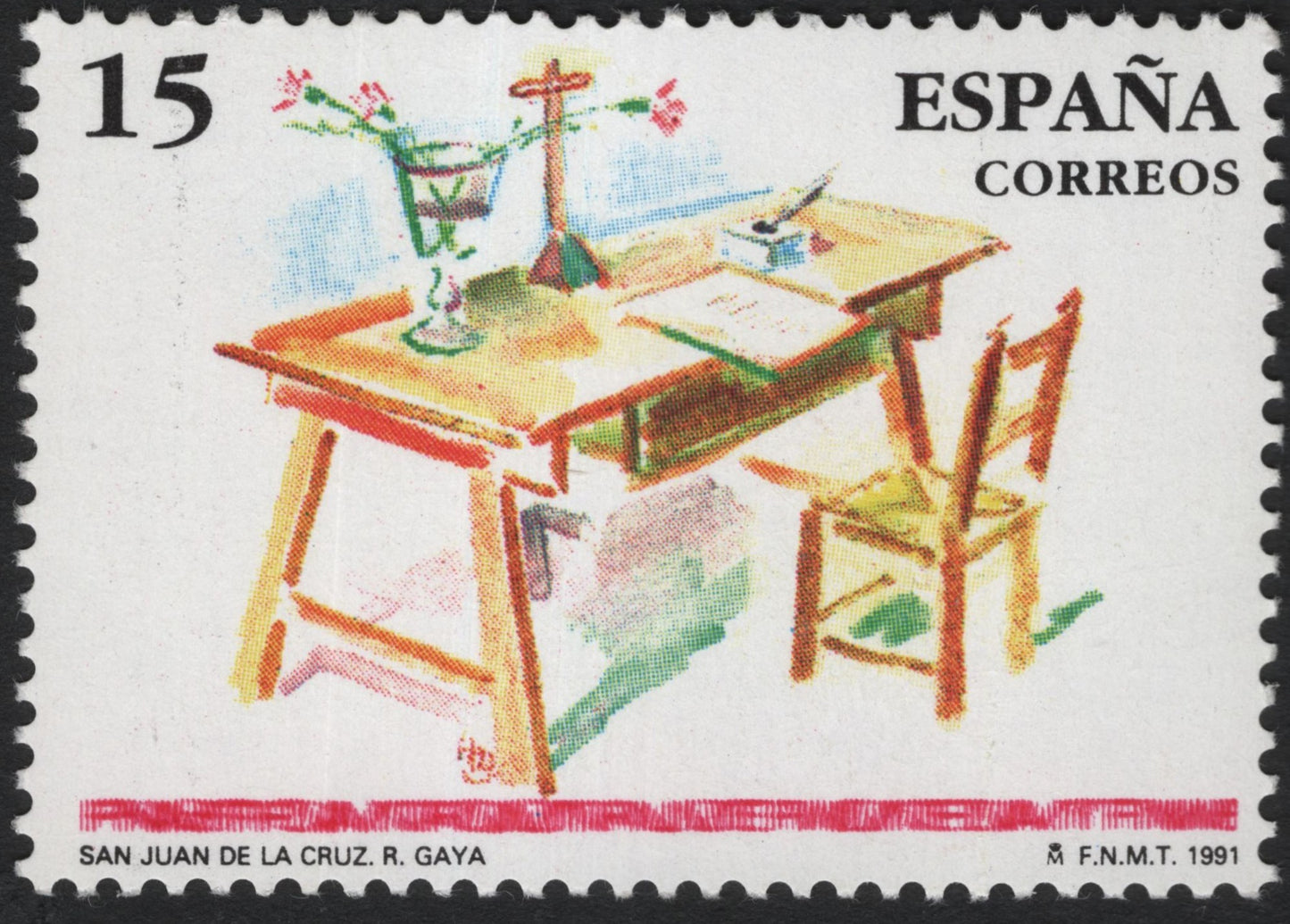 SCG10808 - Spain 1991 – San Juan de la Cruz Desk Scene by Ramón Gaya (15 PTA)