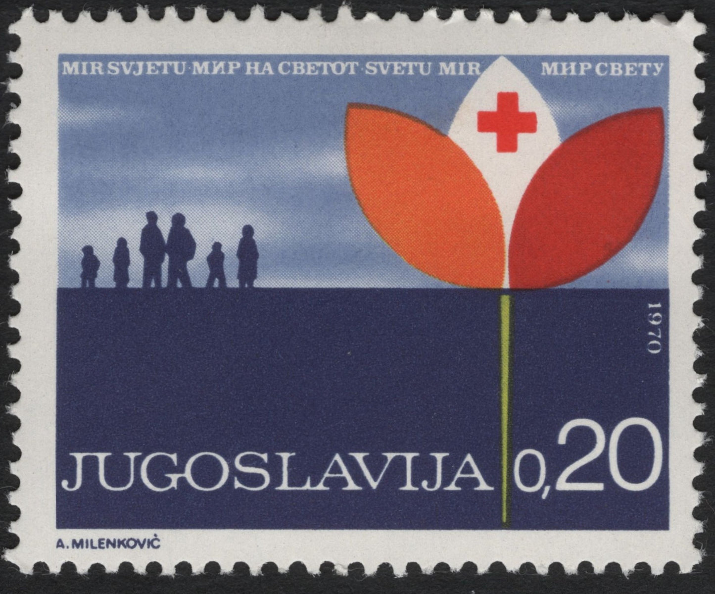 SCG10816 - Yugoslavia 1970 Red Cross – Peace to the World 0.20 Dinar Stamp