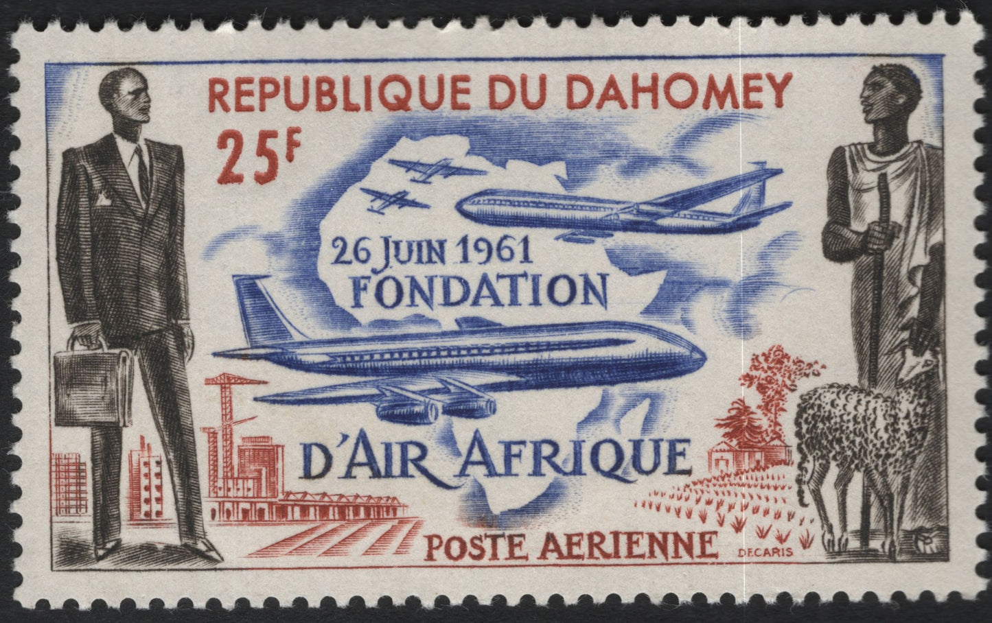 SCG10821 - Dahomey 1961 Fondation d’Air Afrique Airmail – 25 Francs