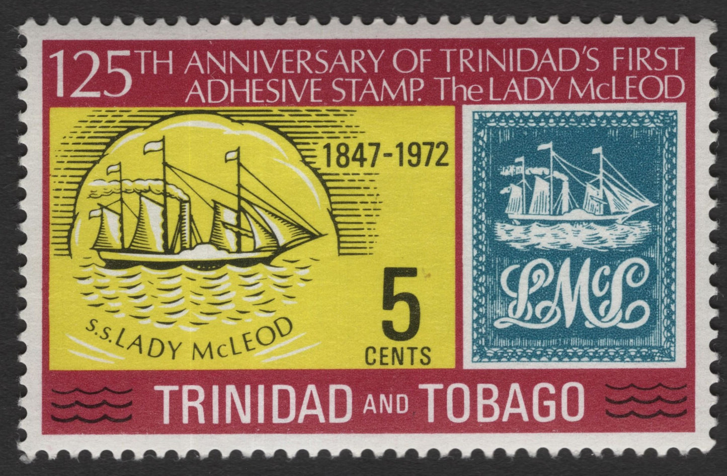 SCG11258 - 125th Anniversary of Trinidad’s First Adhesive Stamp – S.S. Lady McLeod (5¢)