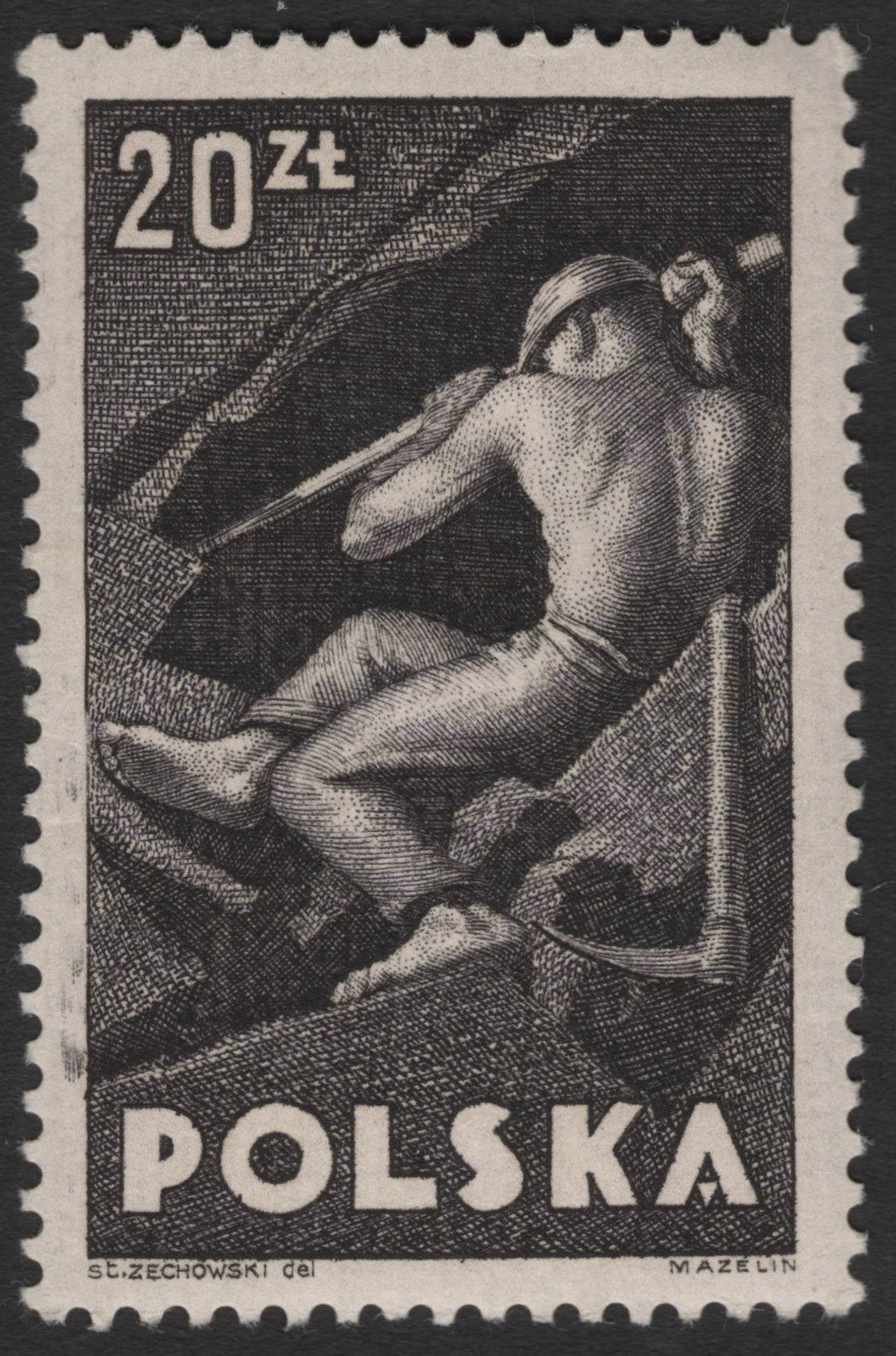 SCG11280 - Poland – Coal Miner at Work, 20 zł Mining Industry Stamp