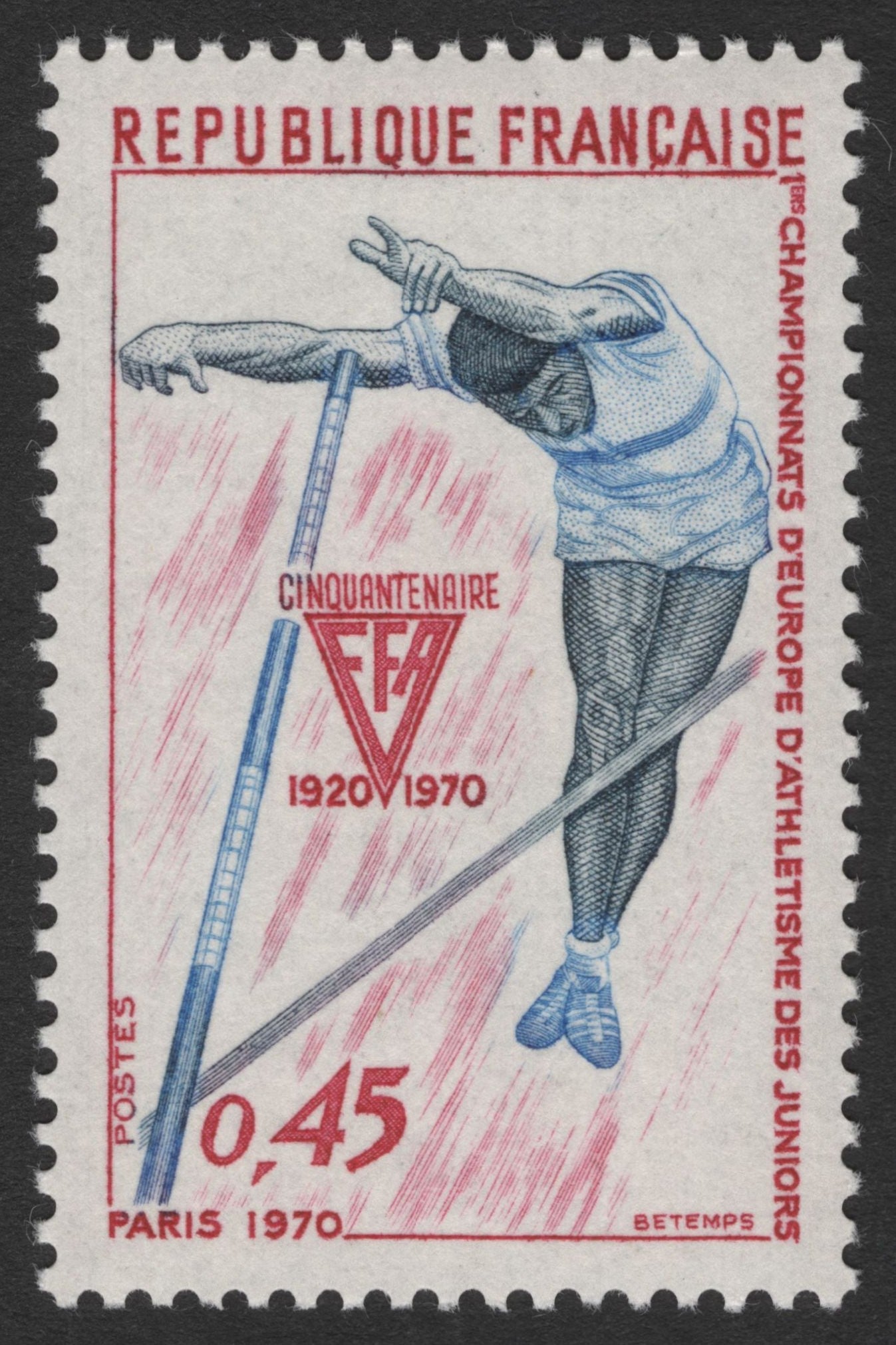SCG11284 - France – 1970 Junior European Athletics Championships, Pole Vault (0,45F)