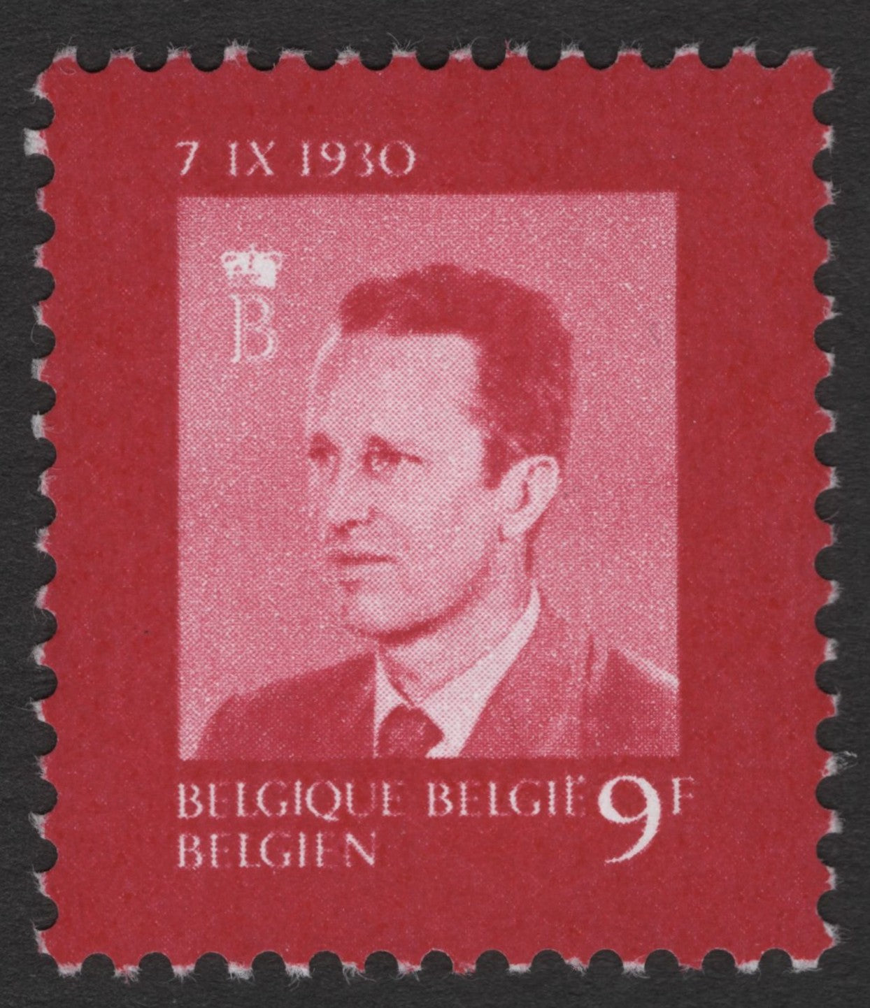 SCG11269 - Belgium – King Baudouin Portrait Definitive 9 Francs (Red)