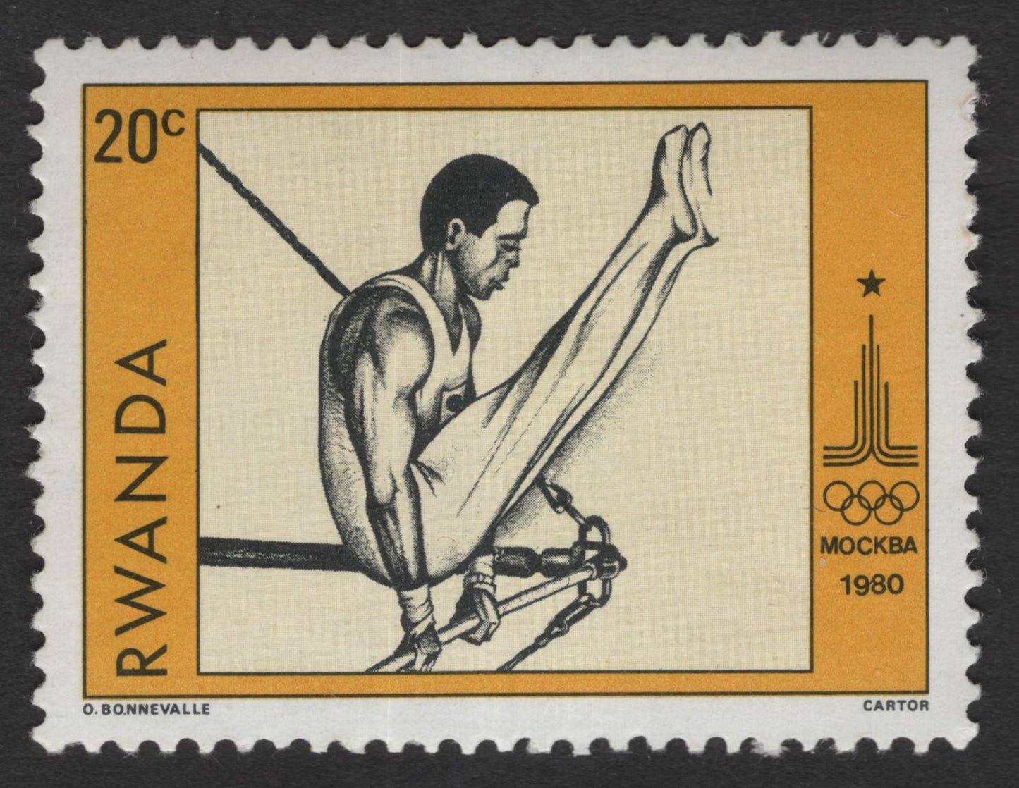 SCG11342 - Rwanda – 20c Gymnastics, Moscow Olympic Games 1980 (Pommel Horse)