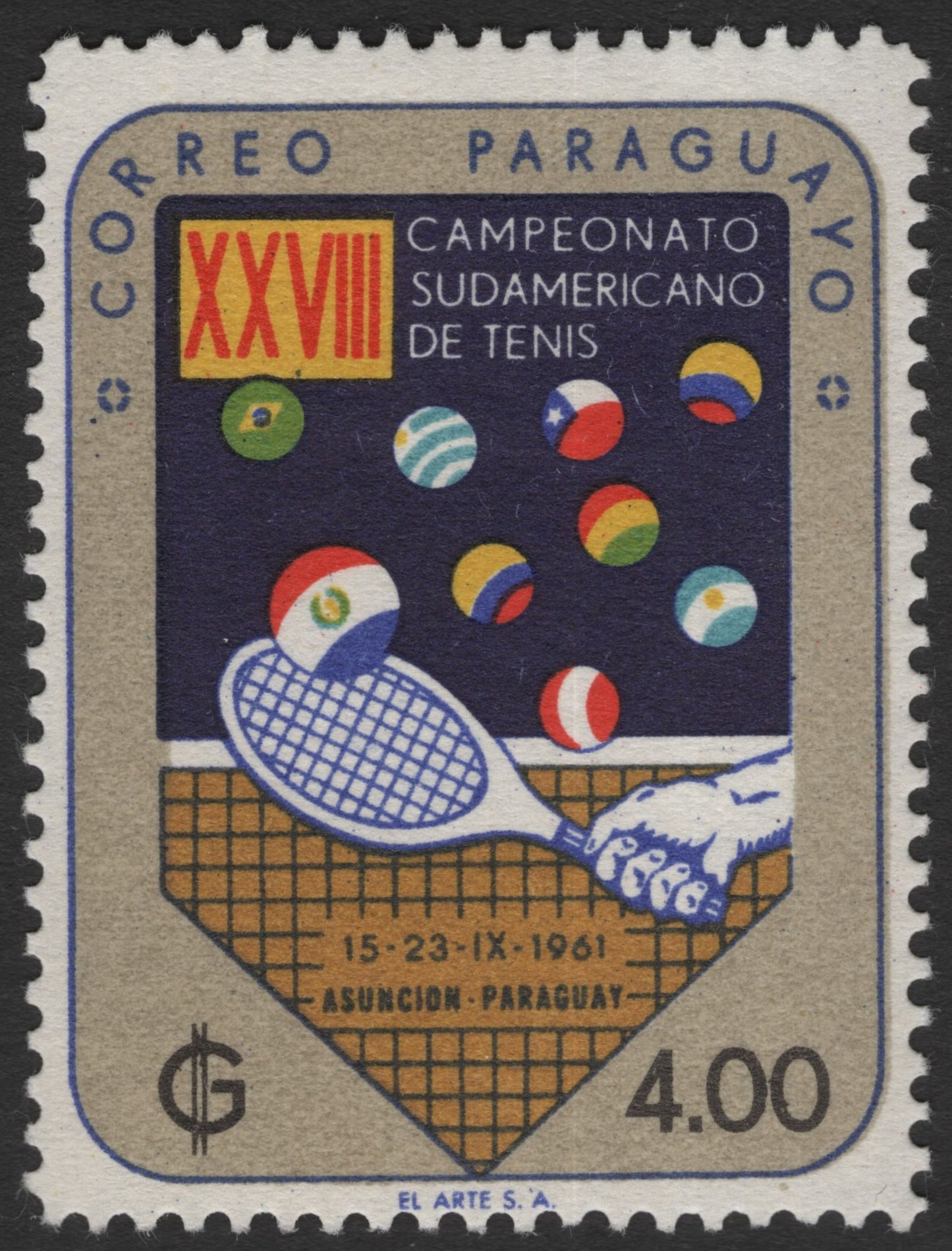 SCG11359 - Paraguay – 1961 South American Tennis Championship (4.00 Gs) – XXVIII Campeonato Sudamericano de Tenis