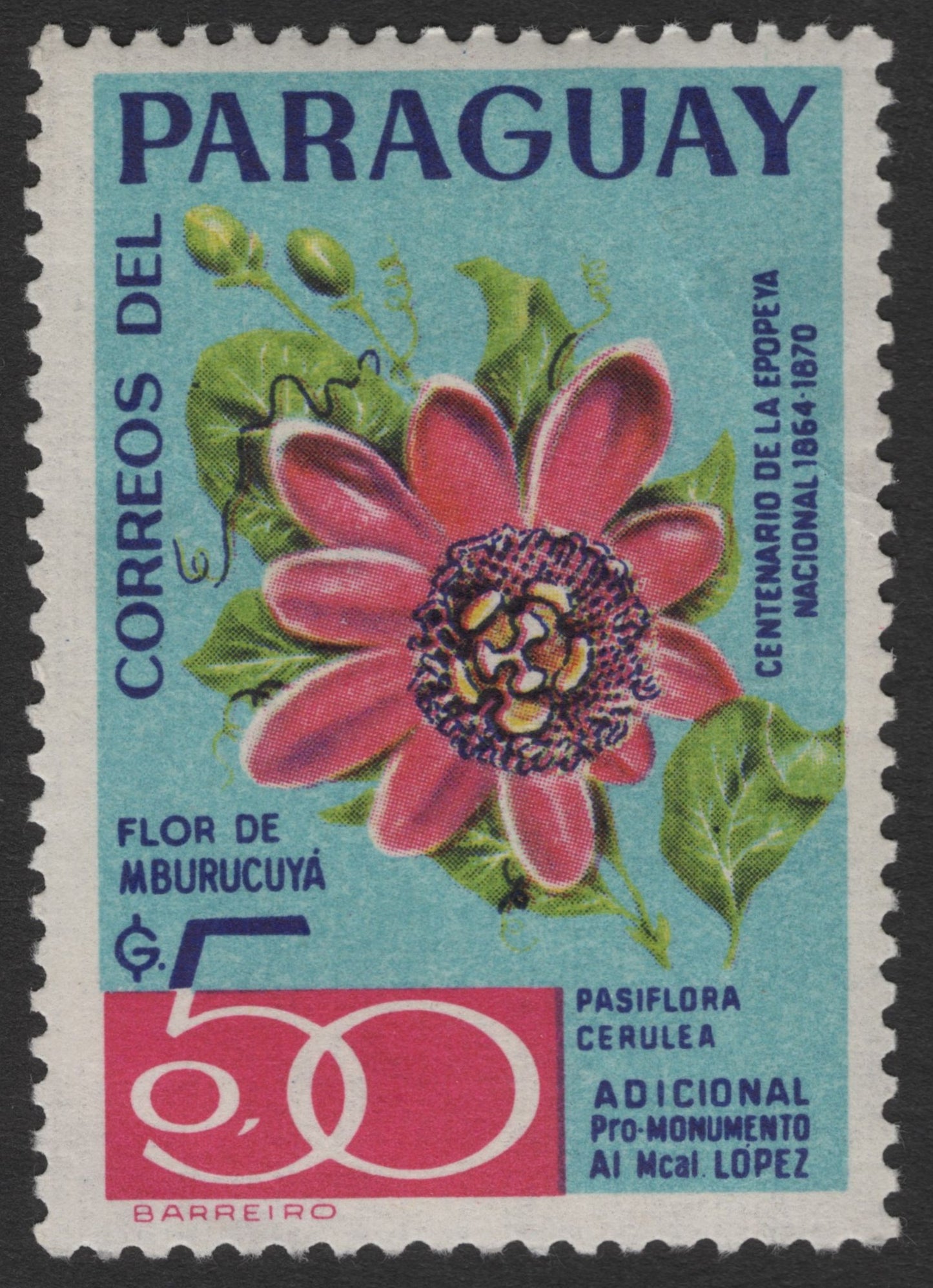 SCG11362 - Paraguay – Flor de Mburucuyá (Passiflora caerulea) 5c Commemorative Stamp