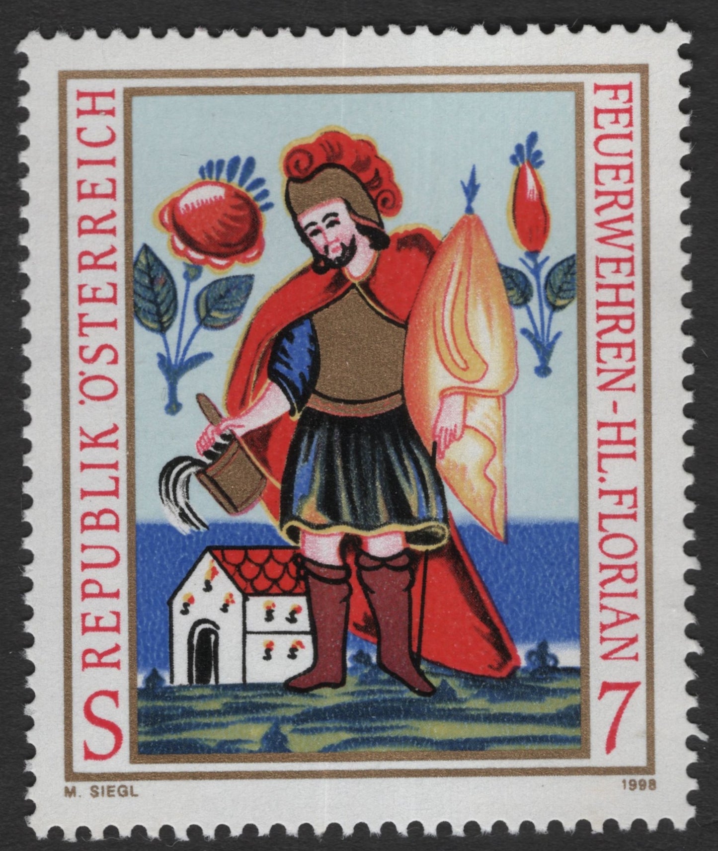 SCG11363 - Austria – St. Florian, Patron Saint of Firefighters (Feuerwehrhilfe) – 7 Schilling