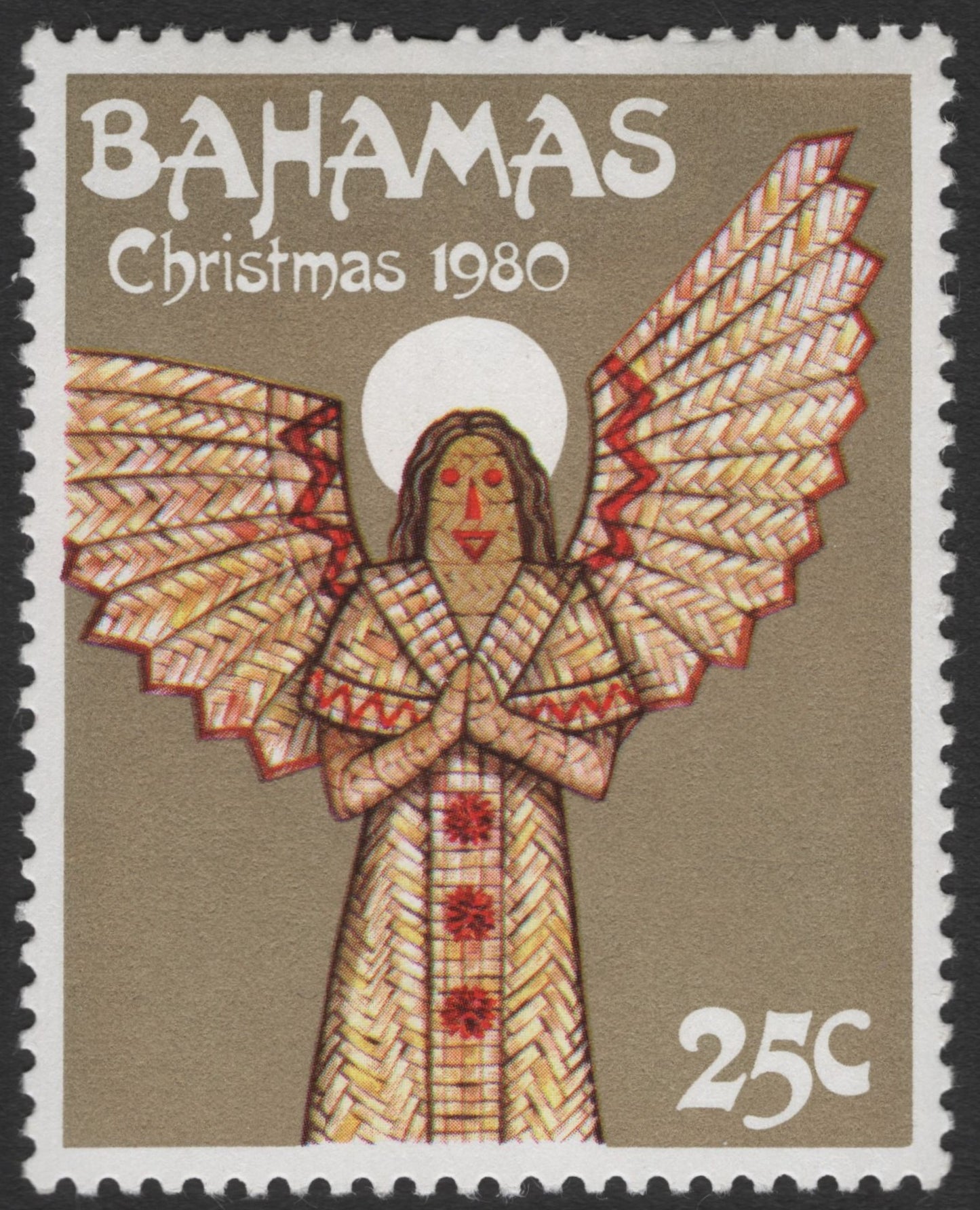 SCG12020 - Bahamas 1980 Christmas Angel – Straw Craft Design (25c)