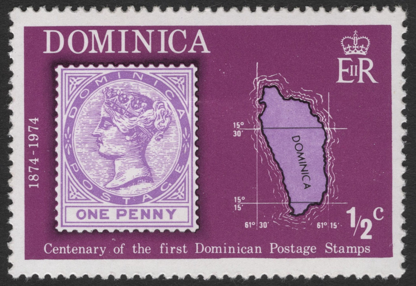 SCG12037 - Dominica 1974 Centenary of the First Dominican Postage Stamps – ½c Commemorative