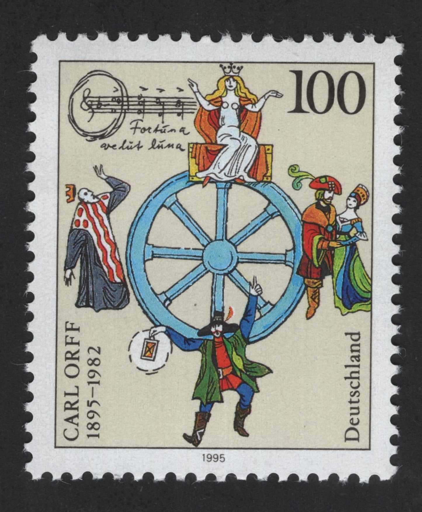 SCG13806 - Germany 1995 – Carl Orff “Fortuna Wheel” from Carmina Burana 100 Pf Stamp