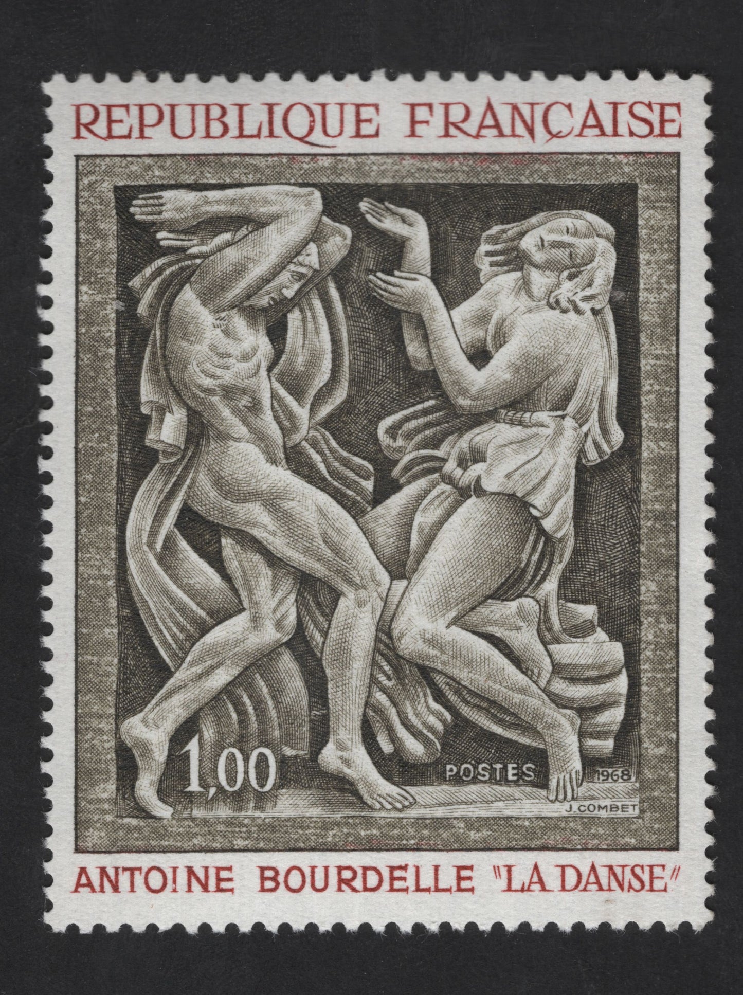 SCG13843 - France 1968 – Antoine Bourdelle “La Danse” Art Stamp (1.00 Franc)