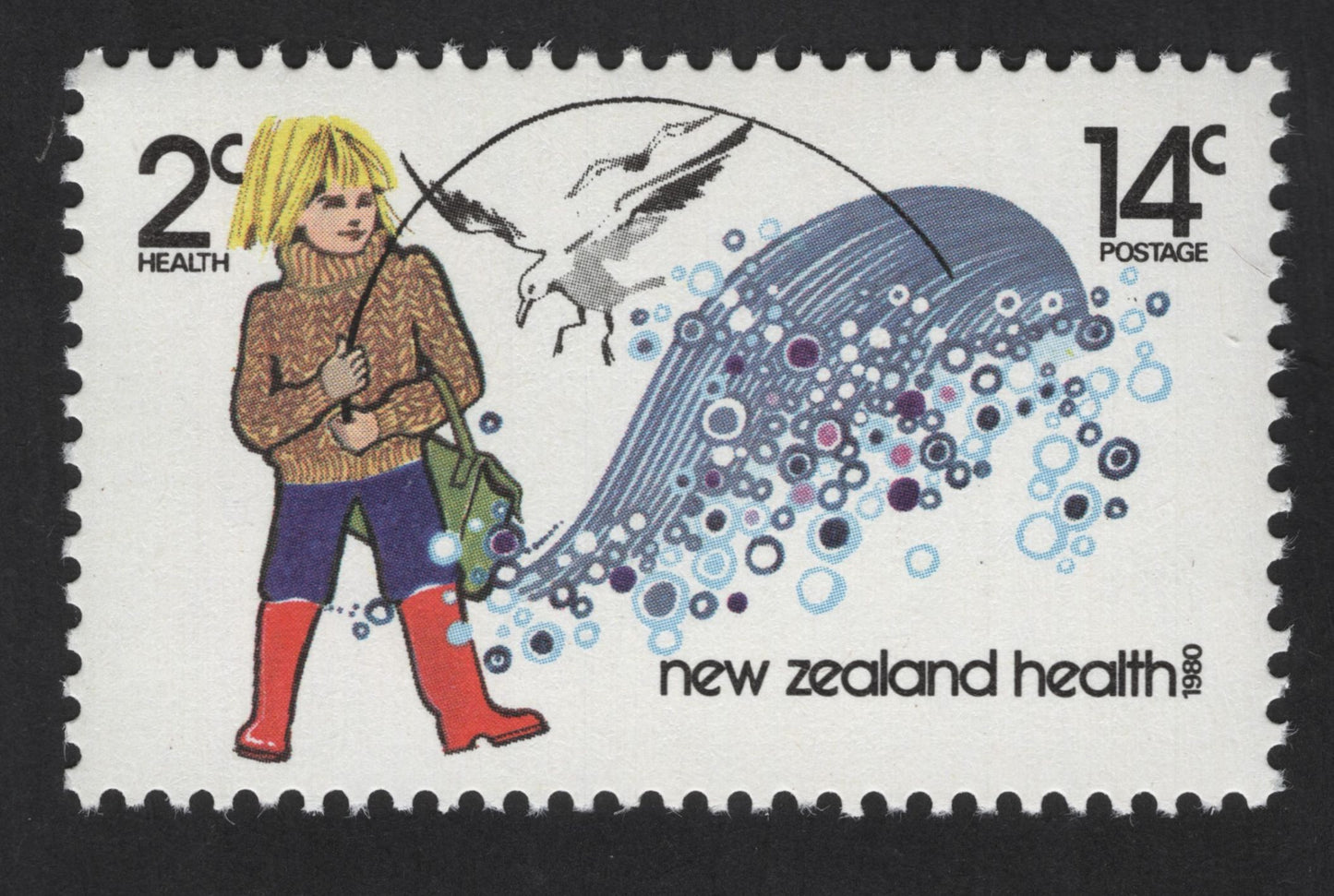 SCG13940 - New Zealand 1980 – Health Stamp: Child with Seagull (14c + 2c)