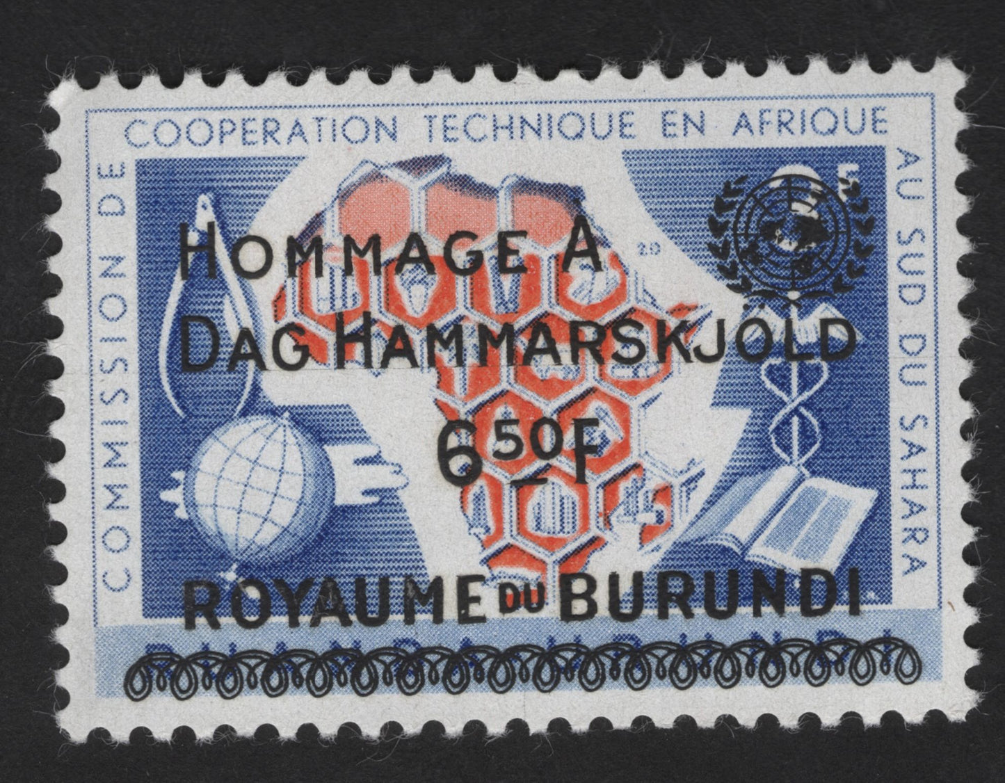 SCG13866 - Burundi 6.50F Dag Hammarskjöld Homage Overprint – Technical Cooperation in Africa Issue