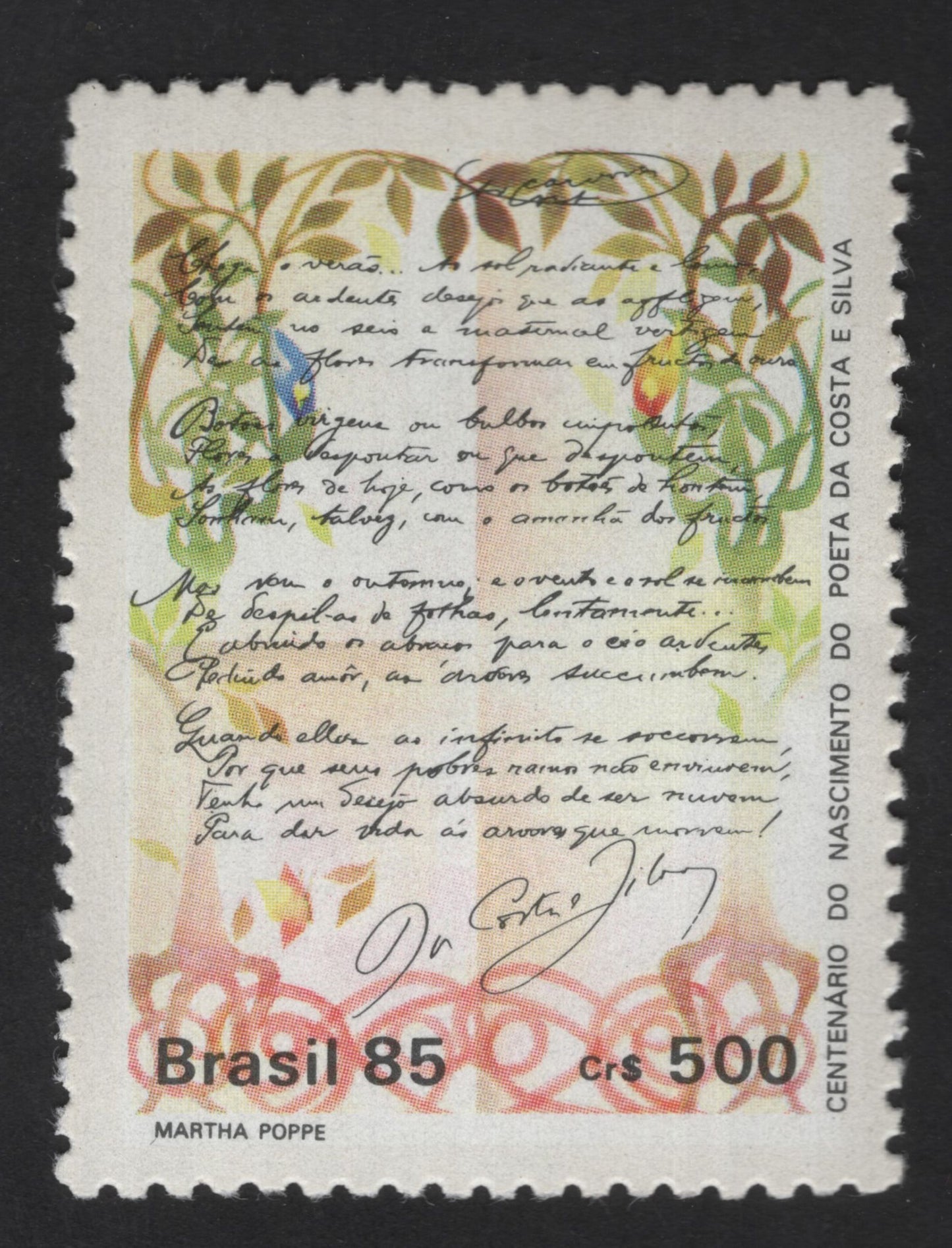 SCG13966 - Brazil 1985 – Birth Centenary of Poet Costa e Silva (Cr$500)
