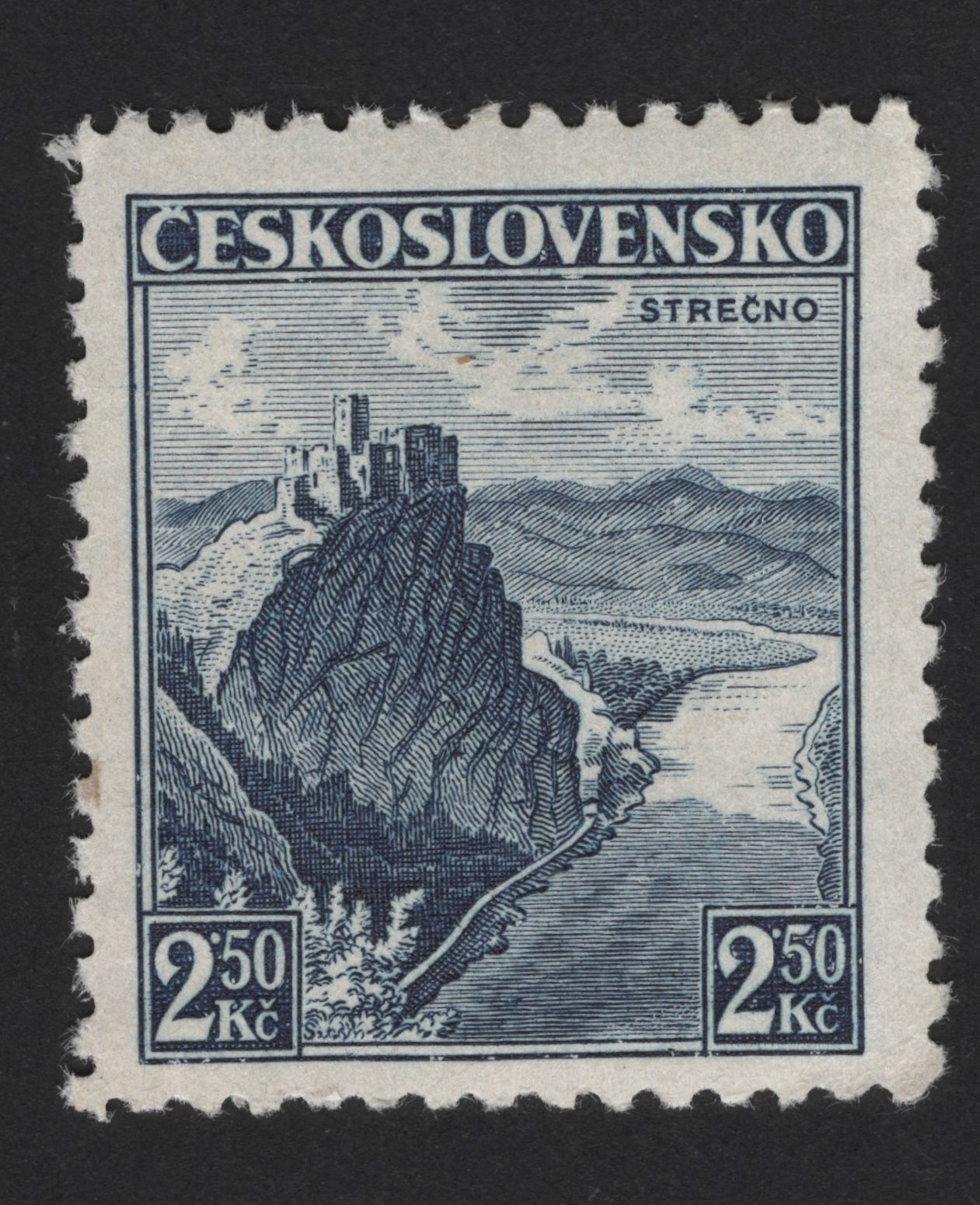 SCG13999 - Czechoslovakia 2.50 Kč Strečno Castle Landscape Stamp