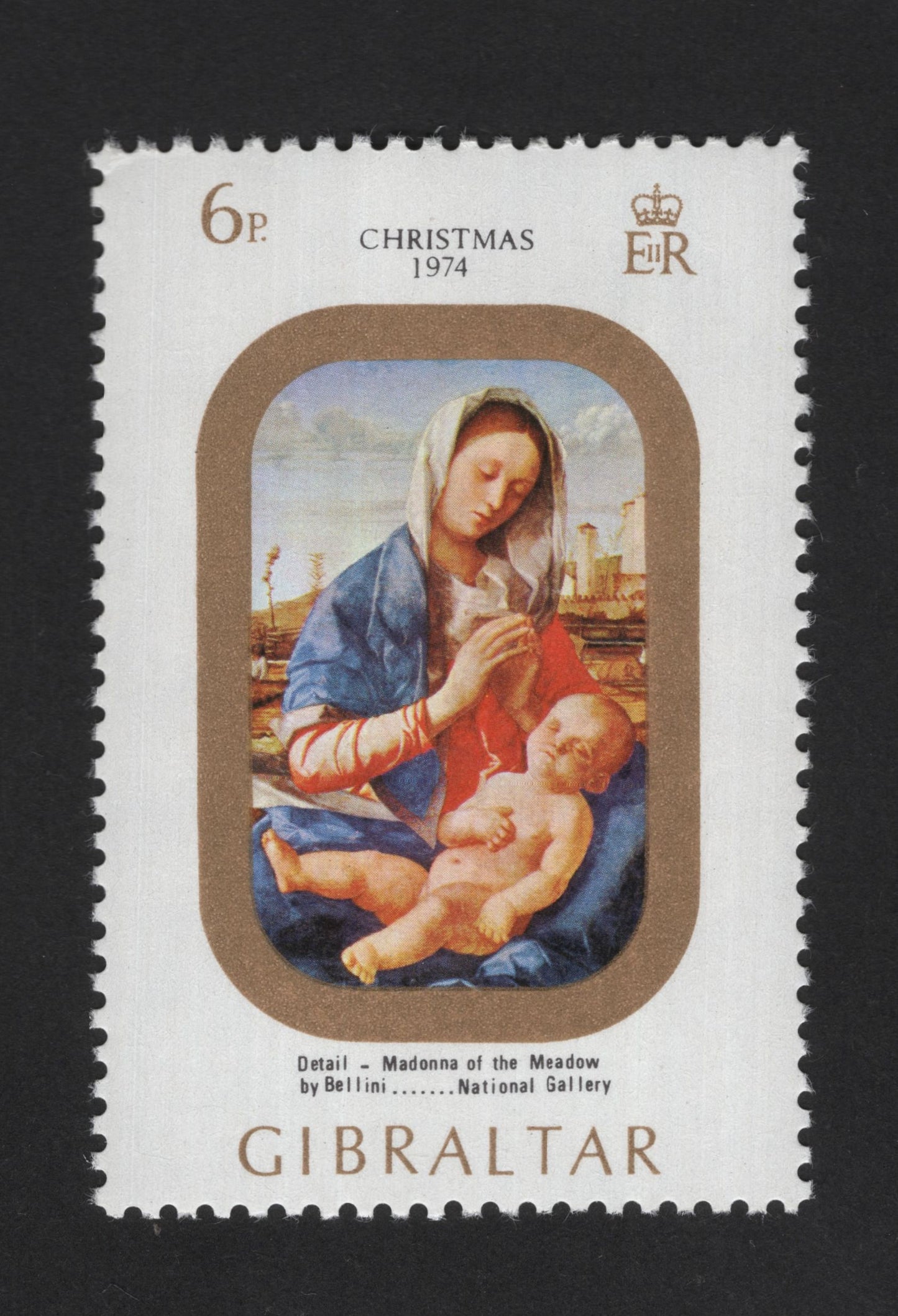 SCG14008 - Gibraltar 1974 Christmas Stamp – Madonna of the Meadow by Giovanni Bellini (6p)