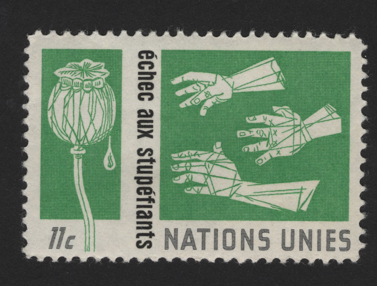 SCG14013 - United Nations 11c Anti-Drug Campaign Stamp – “Échec aux Stupéfiants”