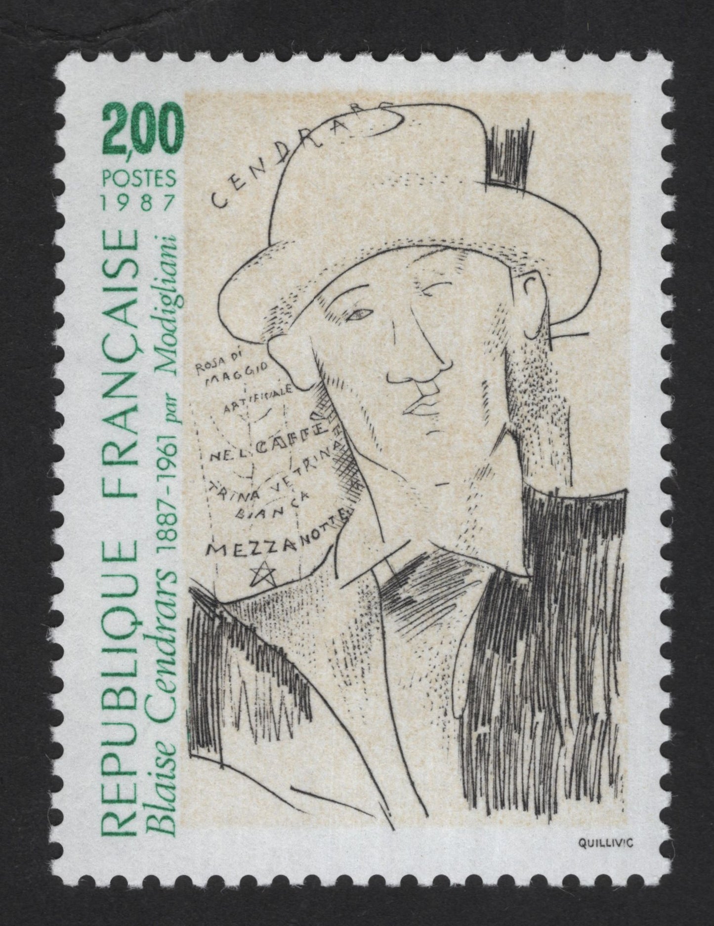 SCG13970 - France 1987 – Blaise Cendrars Portrait after Modigliani (2 Francs)
