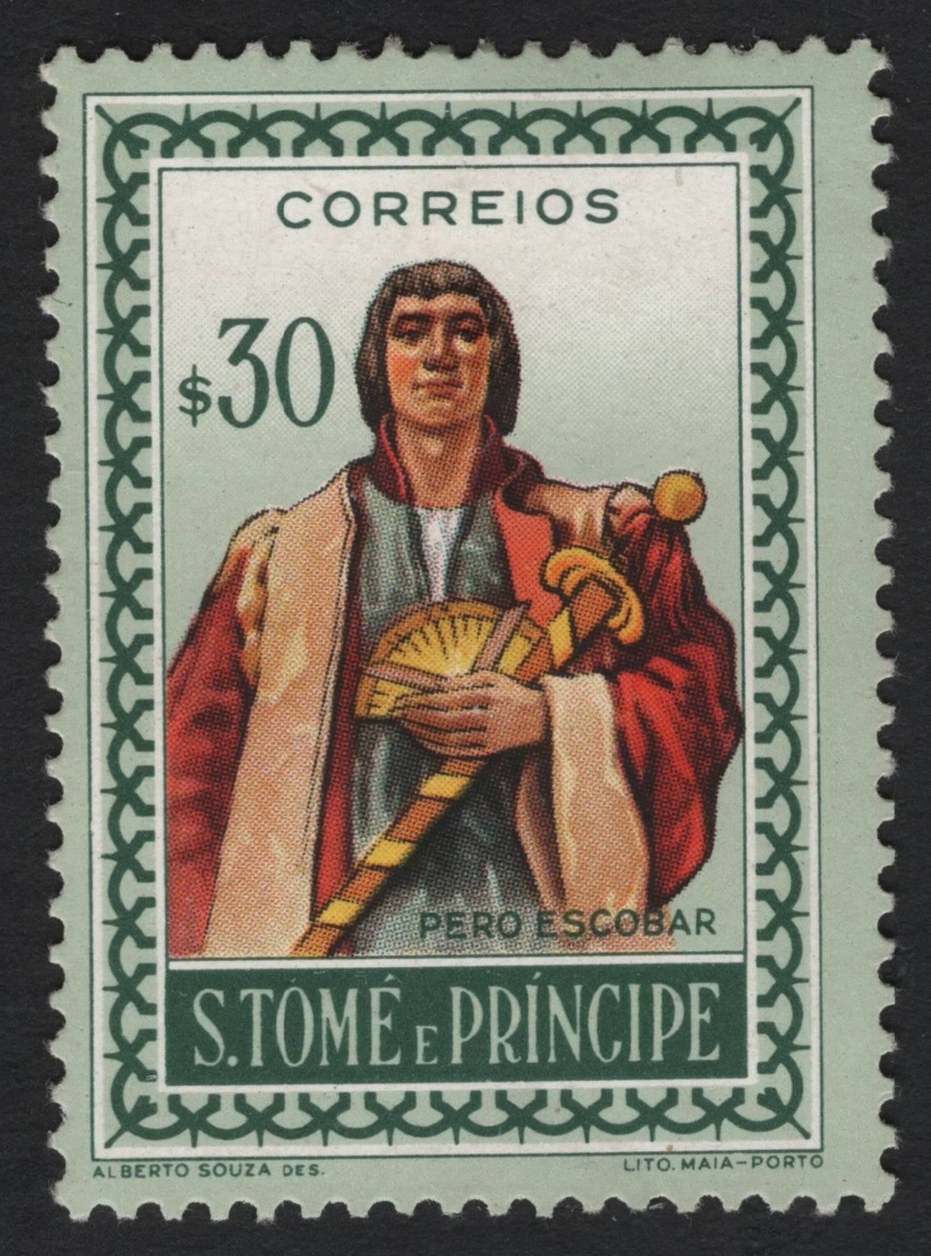 SCG7253 - Pero Escobar – Portuguese Navigator (São Tomé and Príncipe, $30 Issue)