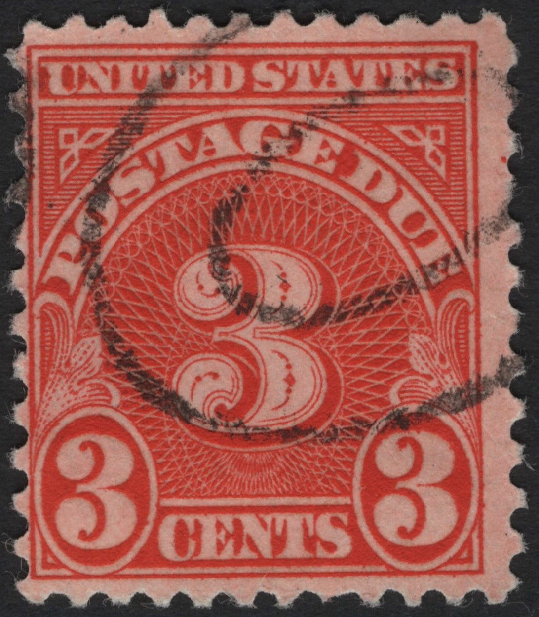 SCG7427 - United States 3¢ Postage Due (Red, Series of 1930s–1950s)
