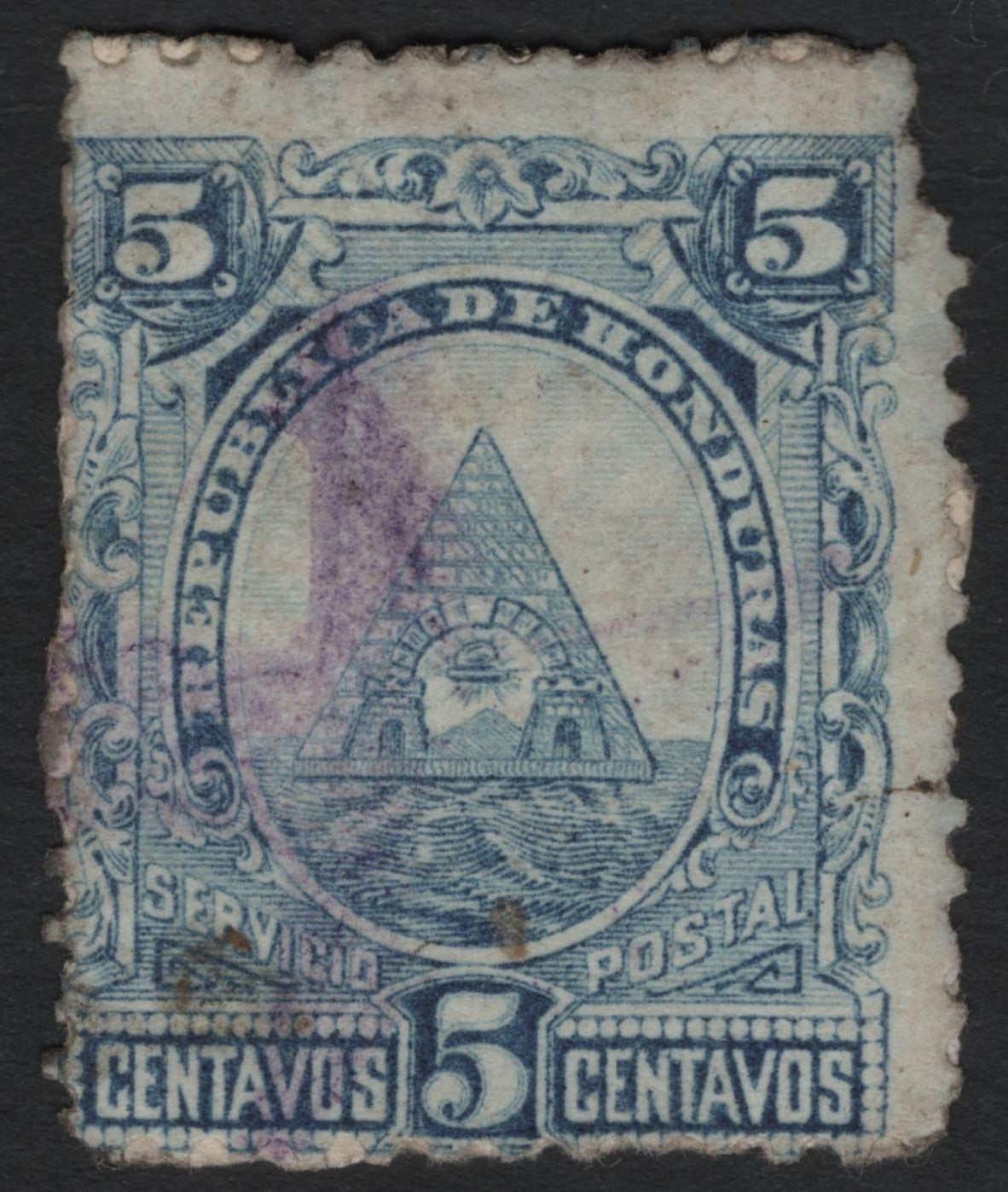SCG7439 - Honduras 5 Centavos Pyramid Design (c. 1889)