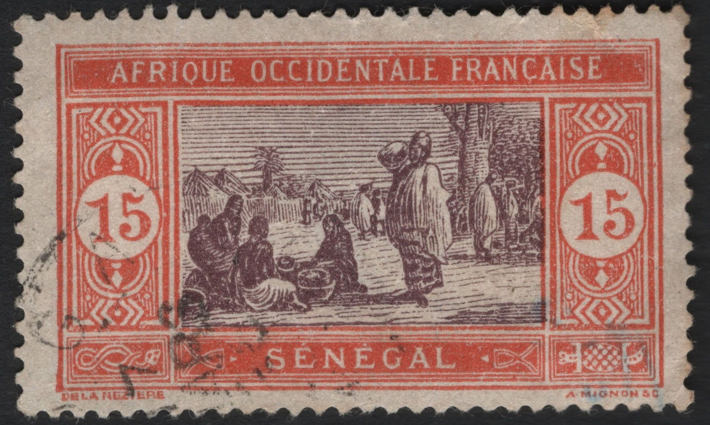 SCG7391 - Senegal – Market Scene, 15c (French West Africa, ca. 1914–1933)
