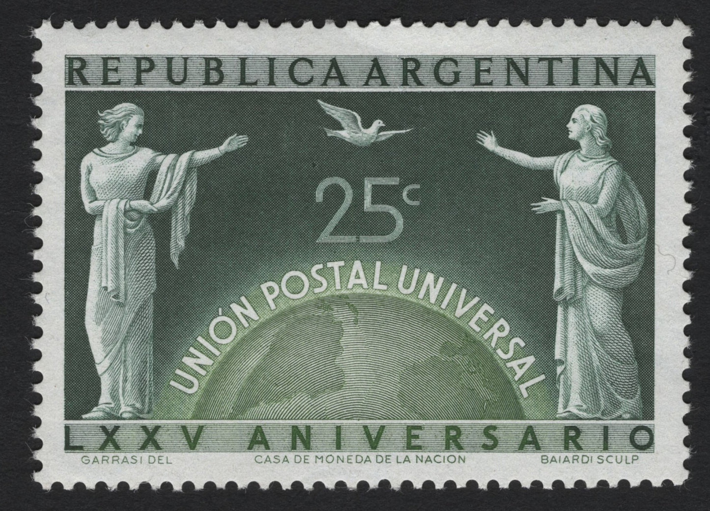 SCG6834 - Argentina 1949, 25 Centavos “75th Anniversary of the Universal Postal Union”