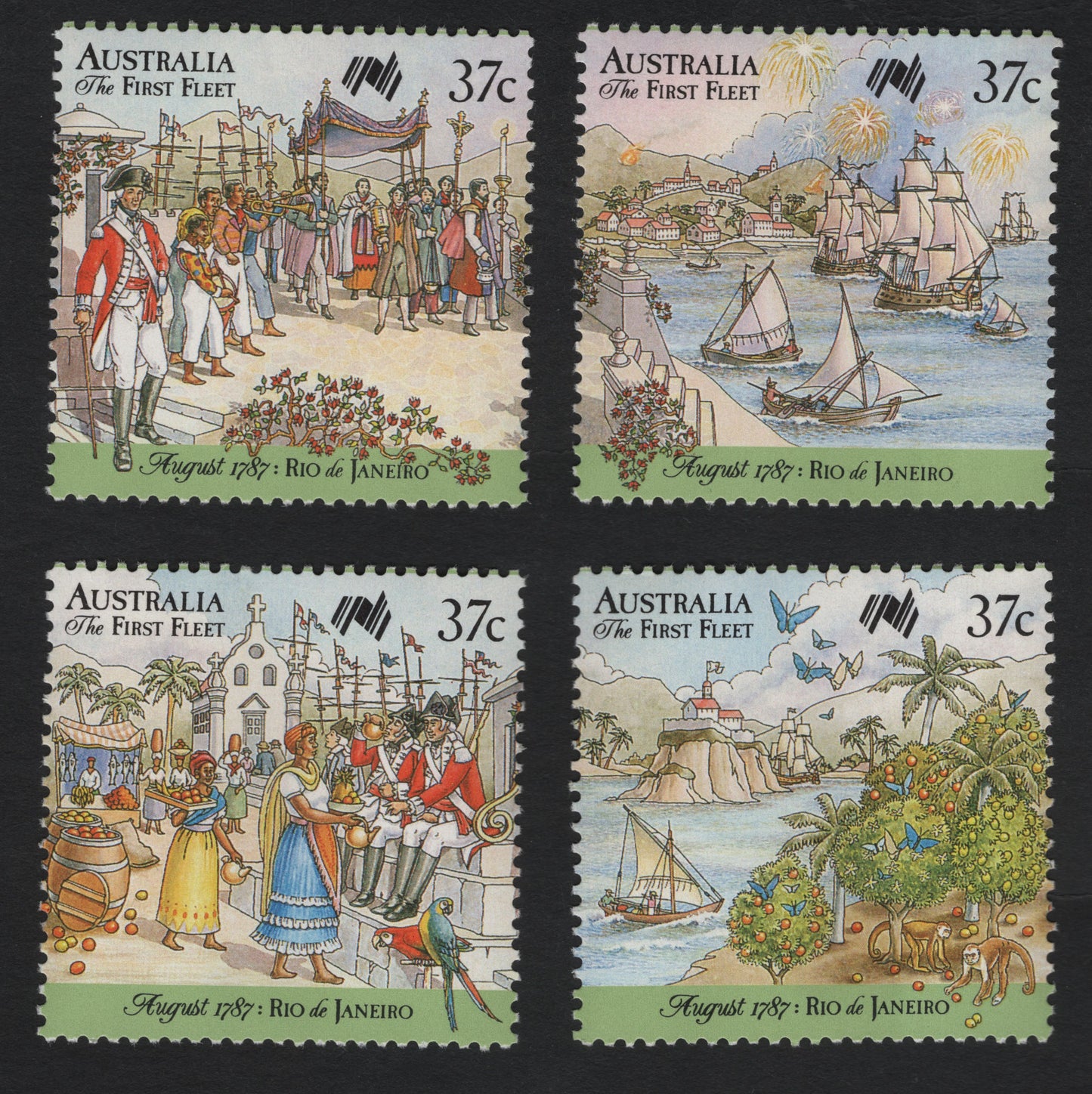 SCG10038 - Australia 1987 – The First Fleet: Rio de Janeiro Stopover (37c Set of 4)