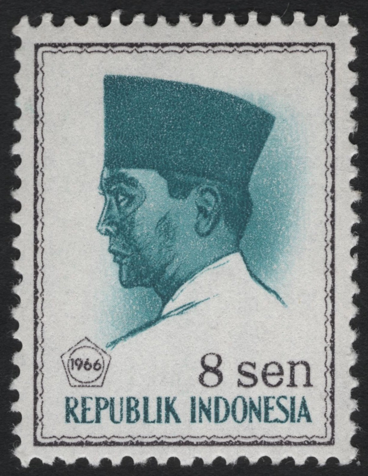 SCG10525 - Indonesia 1966 – 8 Sen Sukarno Definitive (Profile Portrait)