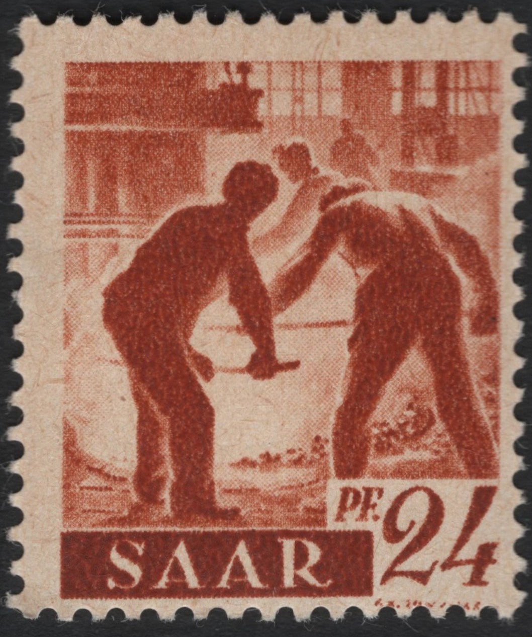 SCG10929 - Saar (Saarland) 24 Pfennig – Miners at Work, Post-War Industry Issue