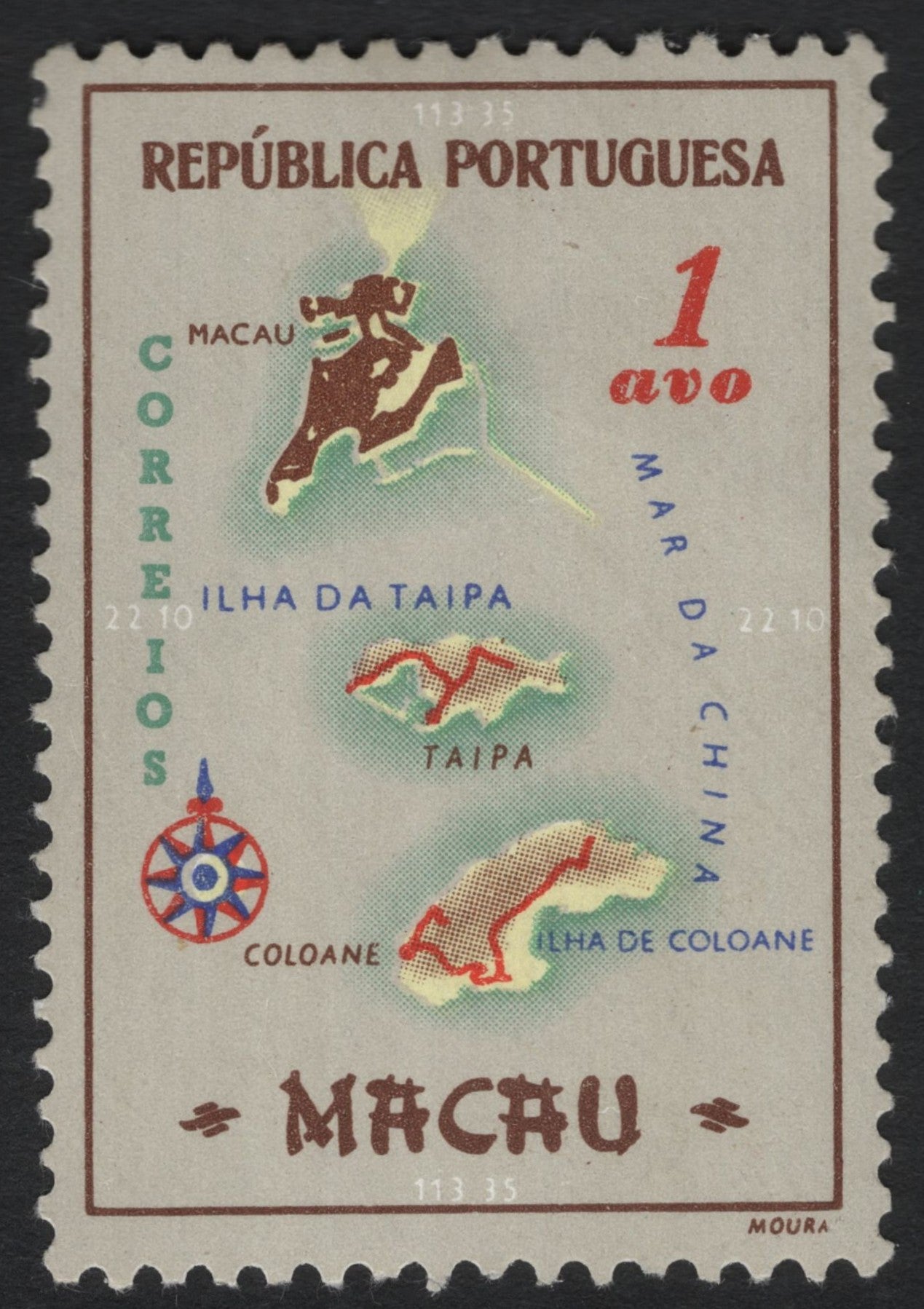 SCG10545 - Macau 1963 – Map of Macau, Taipa & Coloane – 1 Avo