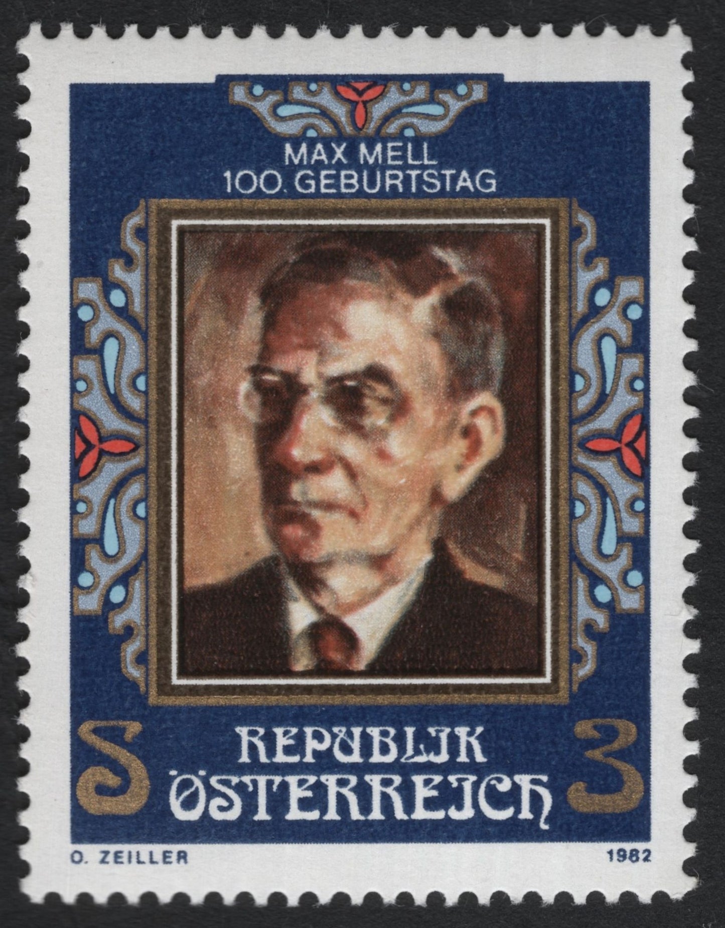 SCG10528 - Austria 1982 – Max Mell 100th Birthday – 3s Commemorative