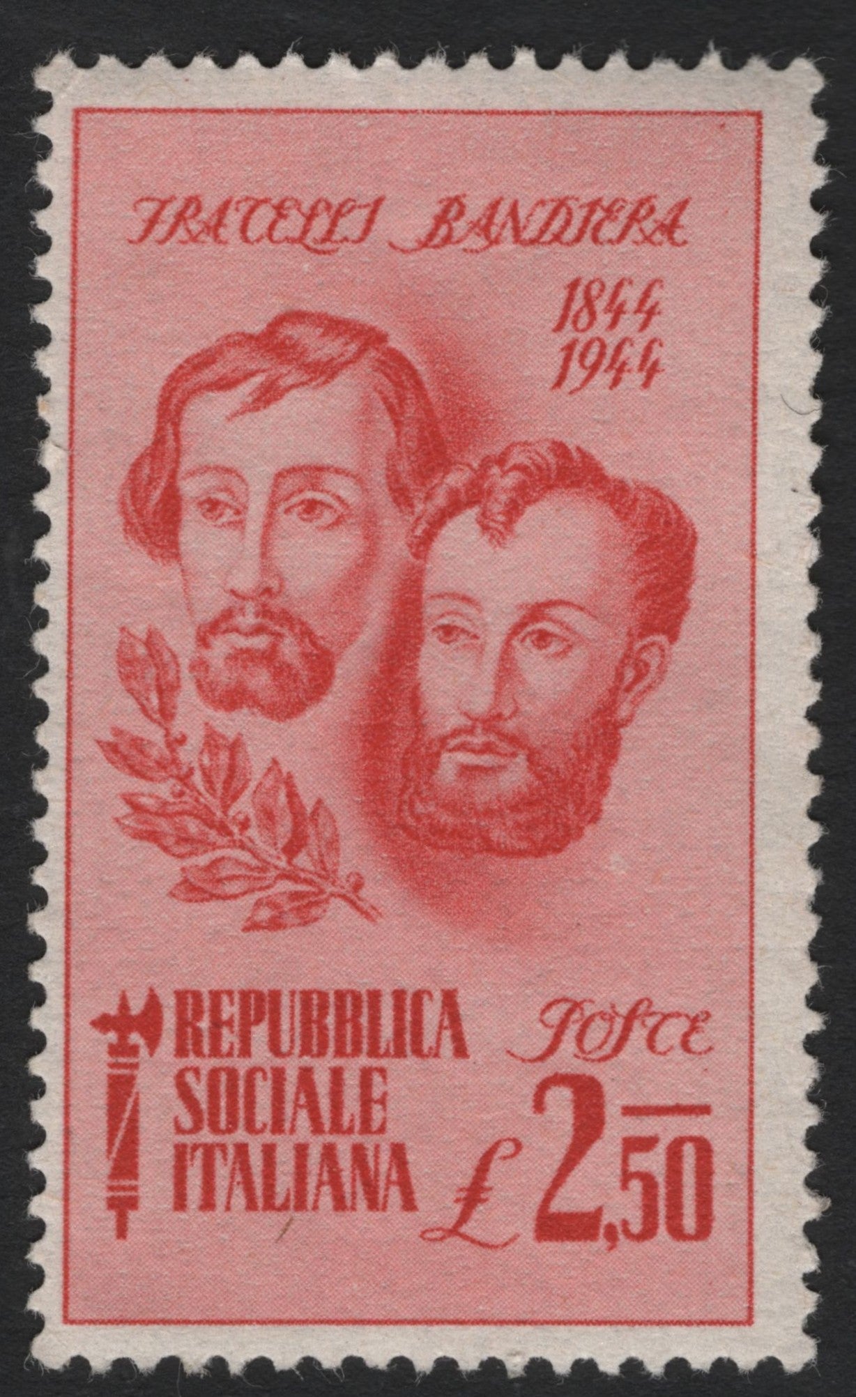 SCG6445 - Italy 1944 – Fratelli Bandiera Centenary, 2.50 Lire, Italian Social Republic