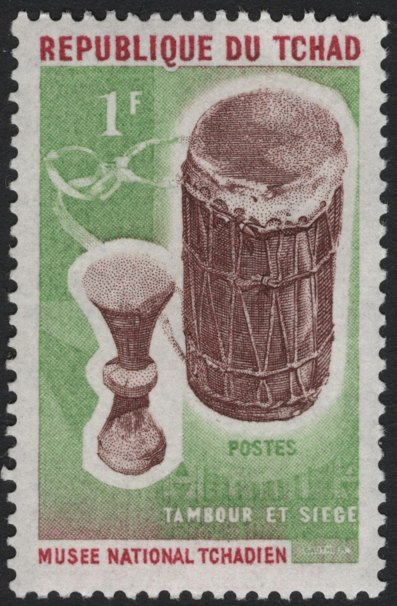SCG6437 - Chad 1963 – Traditional Drum and Stool, Musée National Tchadien